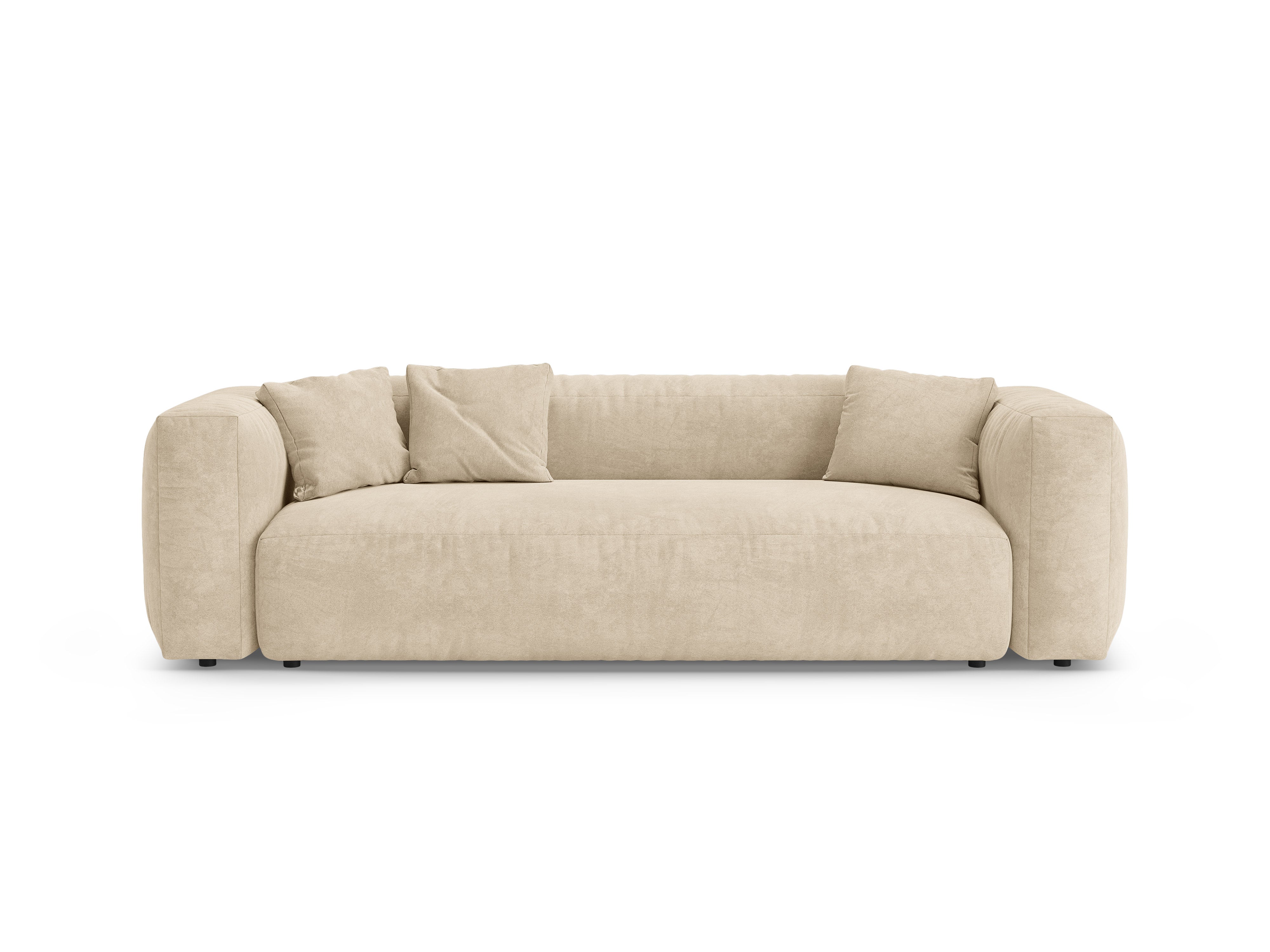 Sofa van fluweel 3-zits met slaapfunctie MARTINA lichtbeige