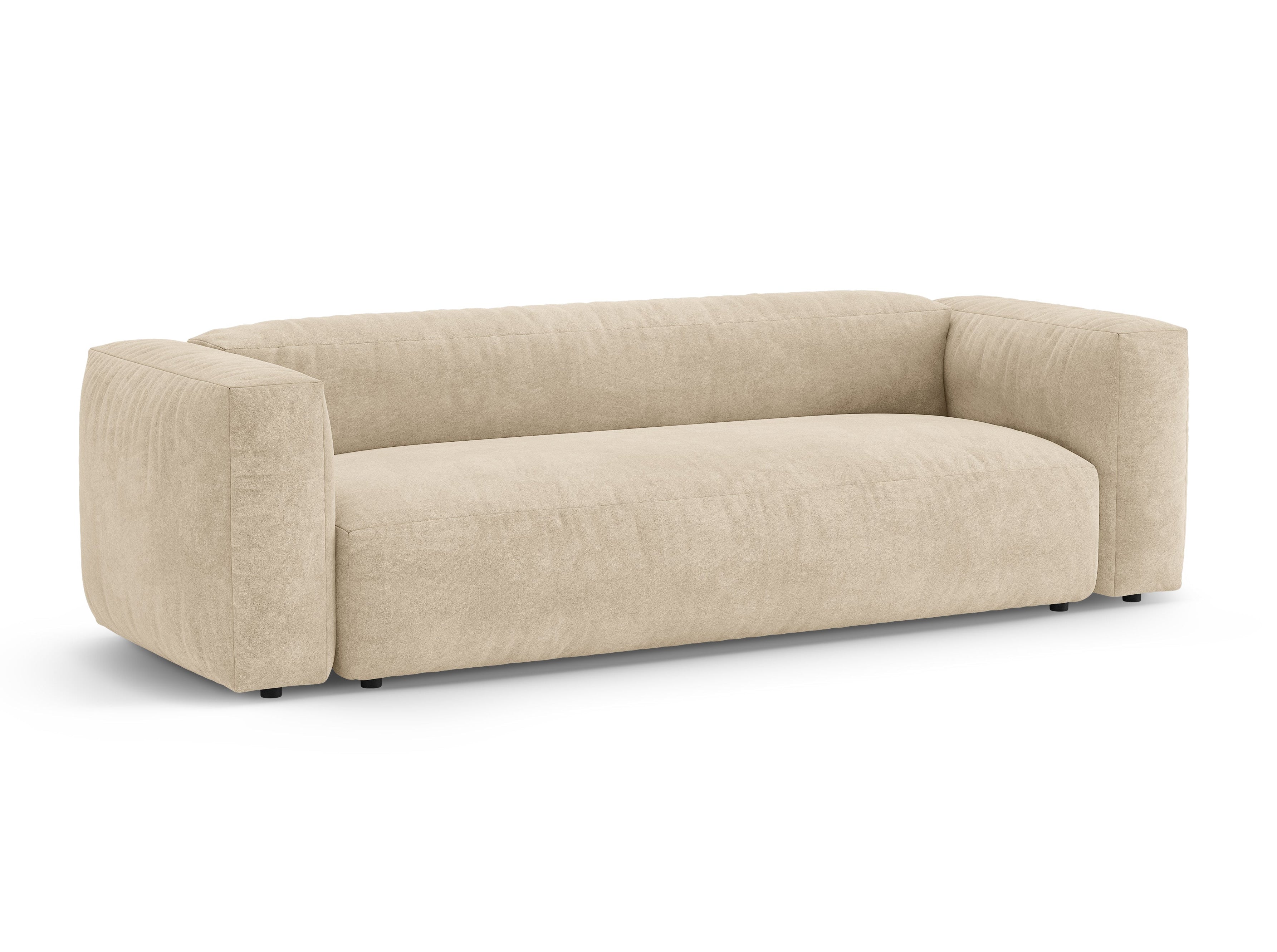 Sofa van fluweel 3-zits met slaapfunctie MARTINA lichtbeige