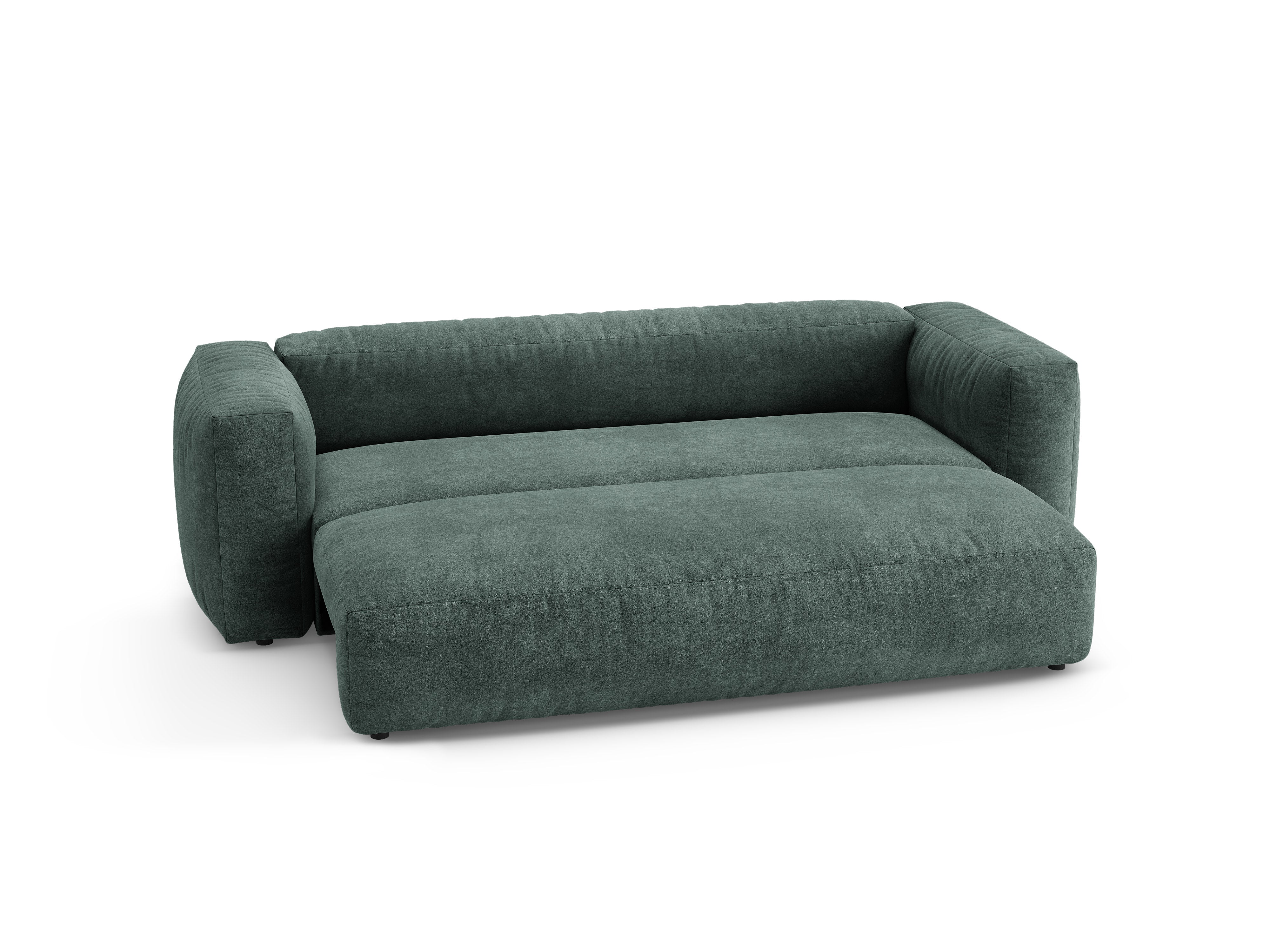 Sofa MARTINA petrol 3-Sitzer mit Schlaf-Funktion aus Samt