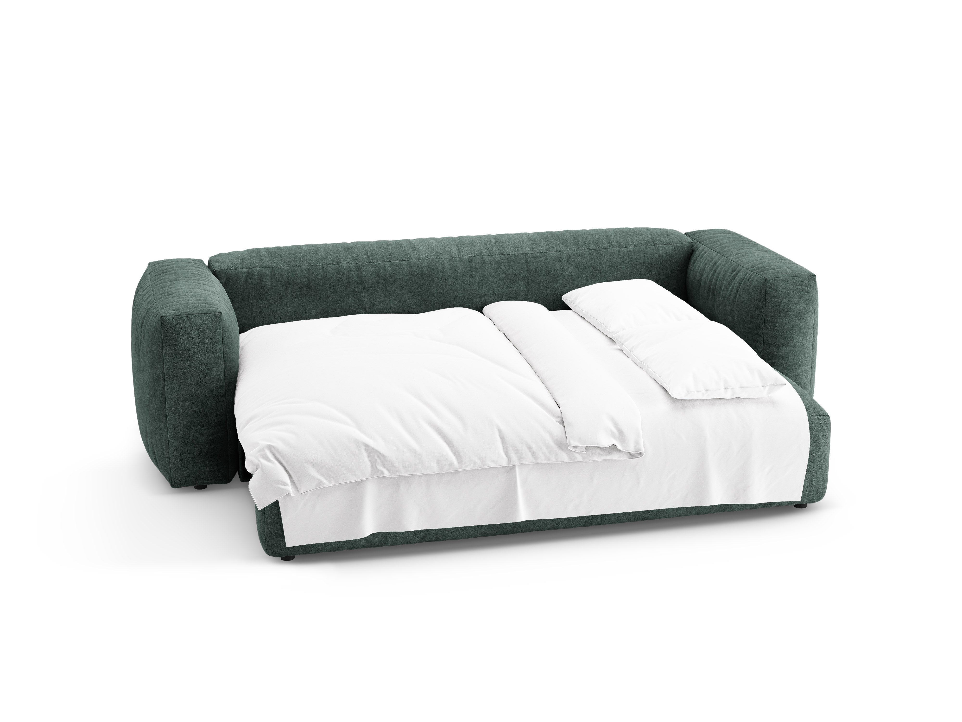 Sofa MARTINA petrol 3-Sitzer mit Schlaf-Funktion aus Samt