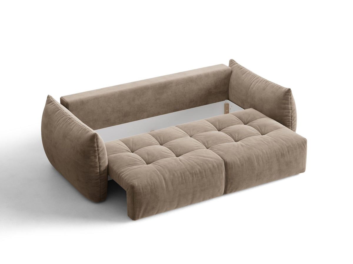 Sofa aksamitna 3-osobowa z funkcją spania BLOOM jasnobrązowy – ujęcie 5