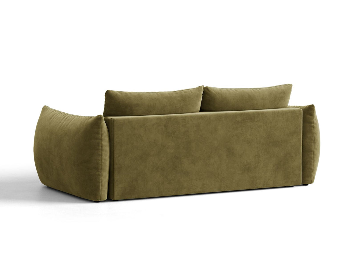 Sofa aksamitna 3-osobowa z funkcją spania BLOOM zielony – ujęcie 4