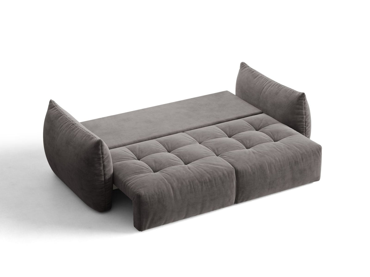 Sofa aksamitna 3-osobowa z funkcją spania BLOOM ciemnoszary – ujęcie 6