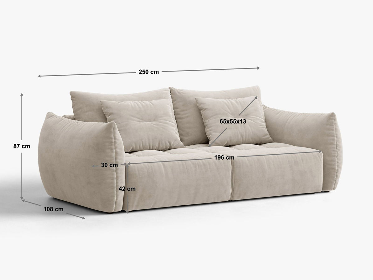 Sofa aksamitna 3-osobowa z funkcją spania BLOOM ciemnoszary – ujęcie 11