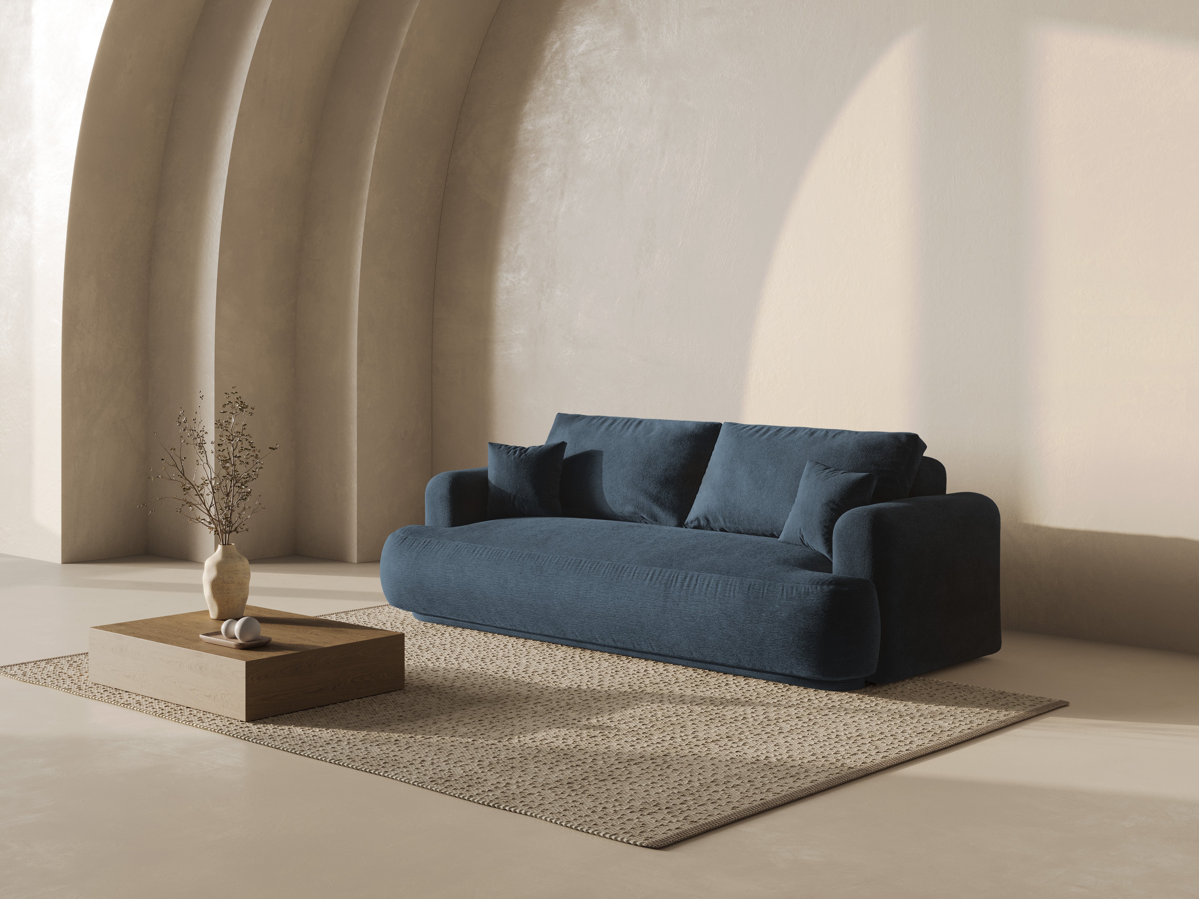 Sofa met slaapfunctie ELLA donkerblauw