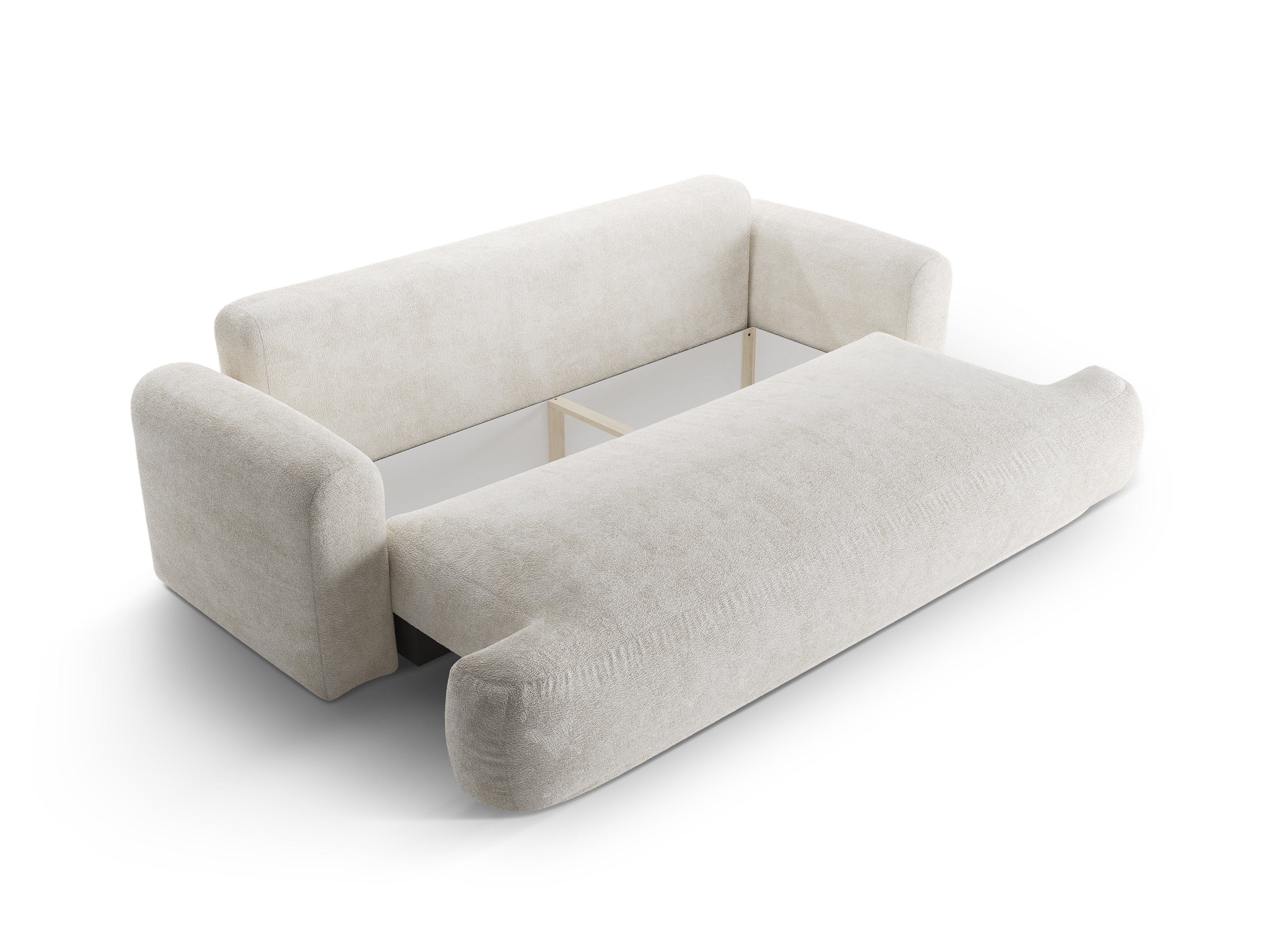 Sofa met slaapfunctie ELLA lichtbeige boucle