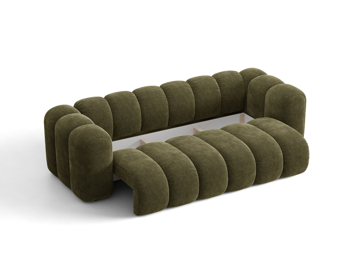 Sofa 3-osobowa z funkcją spania LUPINE zielony szenil – ujęcie 4