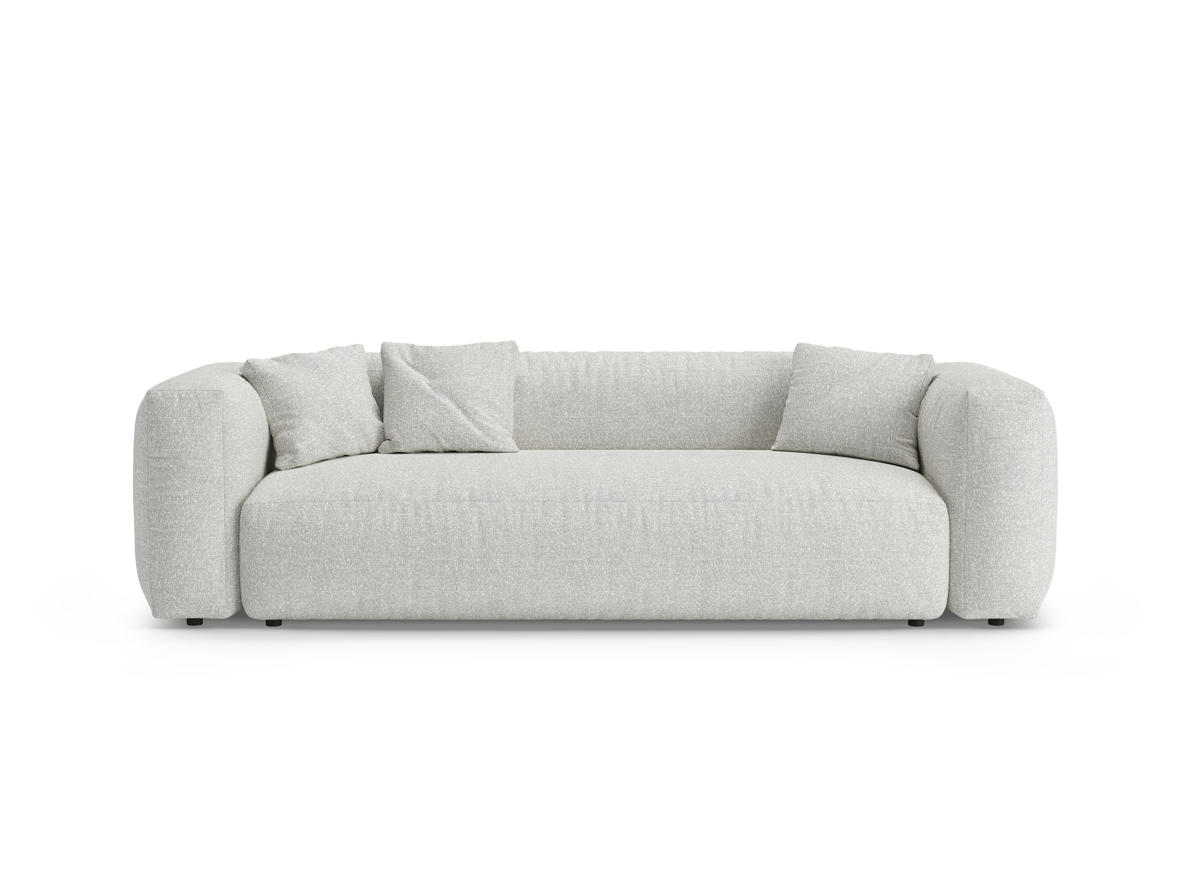 3-Seater Sofa with Sleeping Function MARTINA Gray-Beige Mélange Boucle