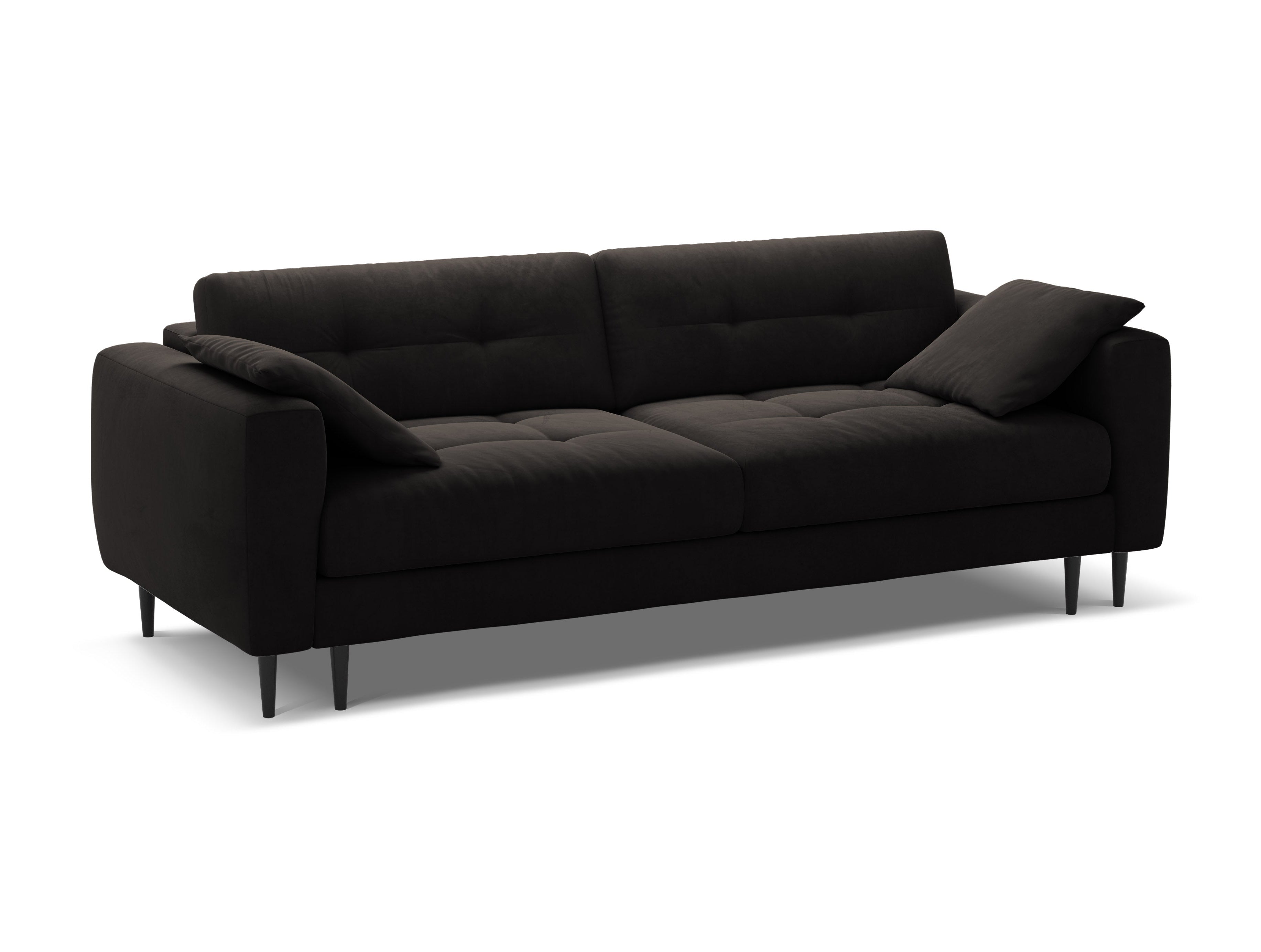Sofa van fluweel voor 3 personen met slaapfunctie BEMY zwart