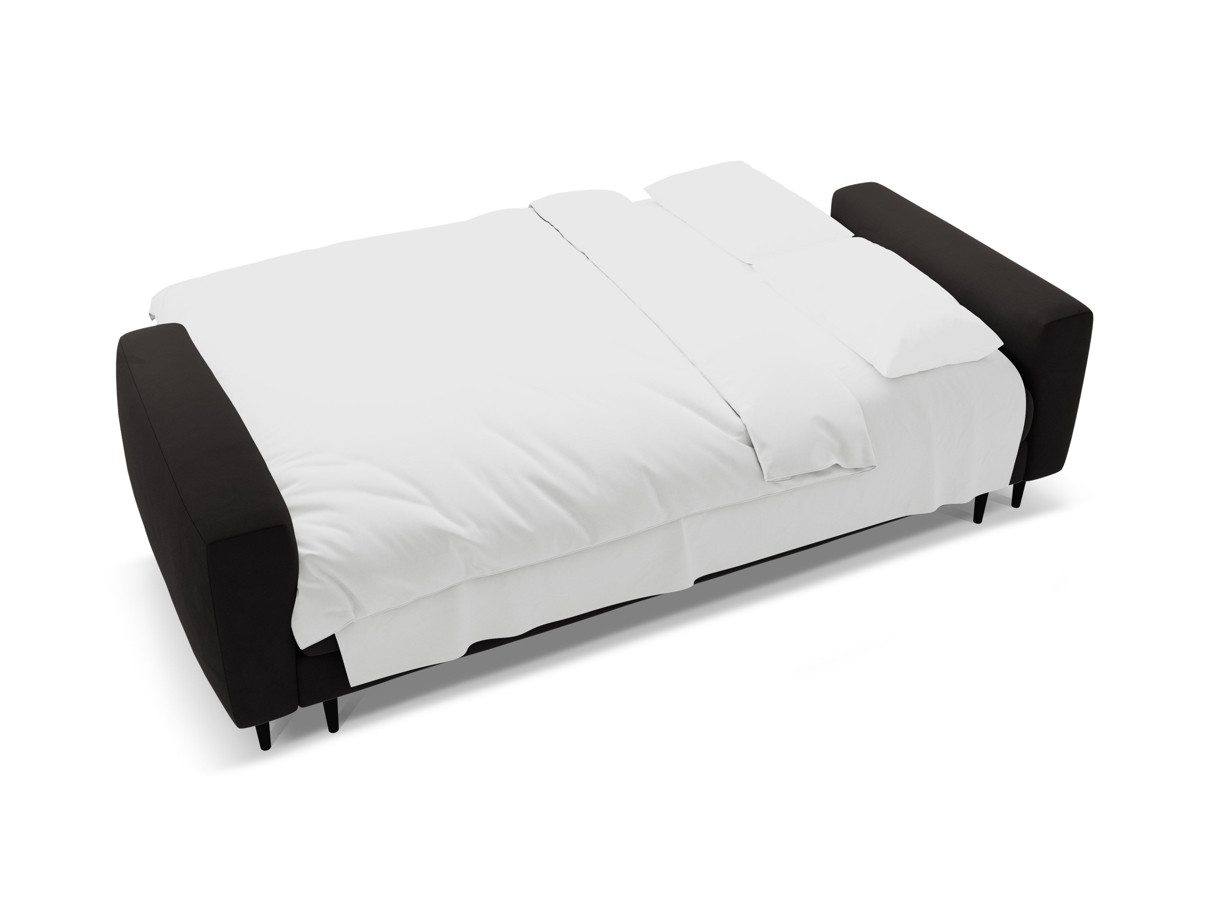 Sofa van fluweel voor 3 personen met slaapfunctie BEMY zwart