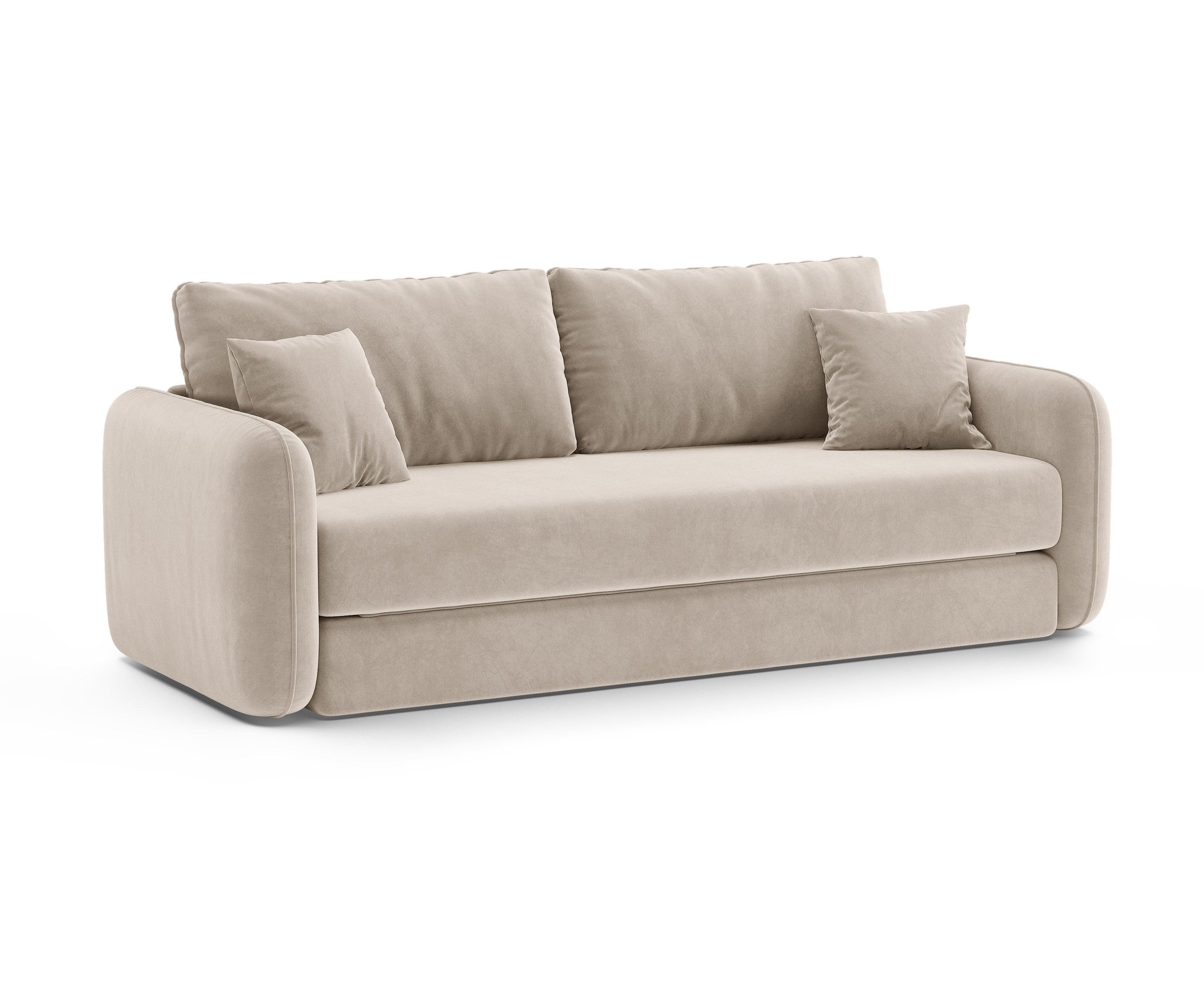 Beige 3-zits fluwelen slaapbank DORMI