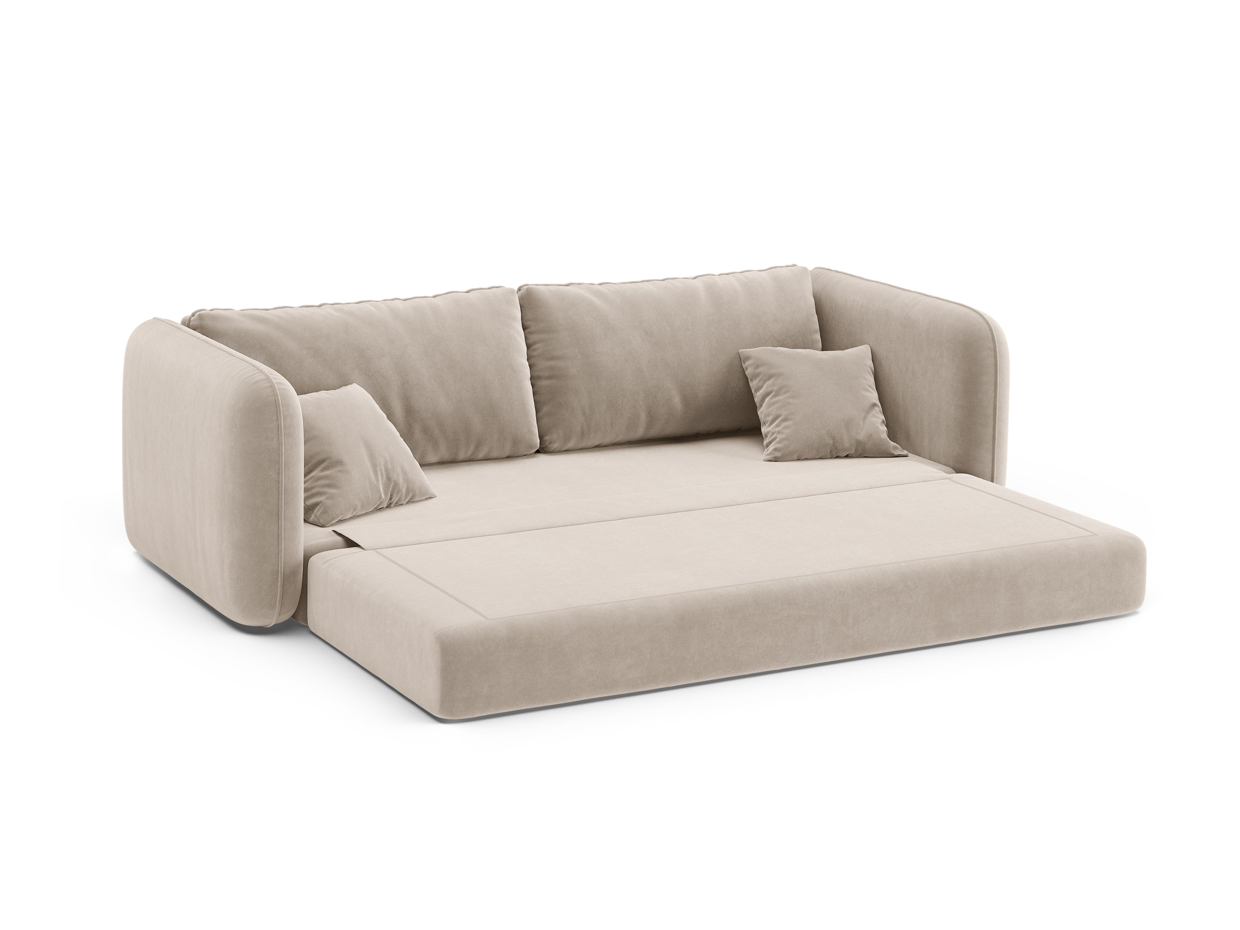 Beige 3-zits fluwelen slaapbank DORMI