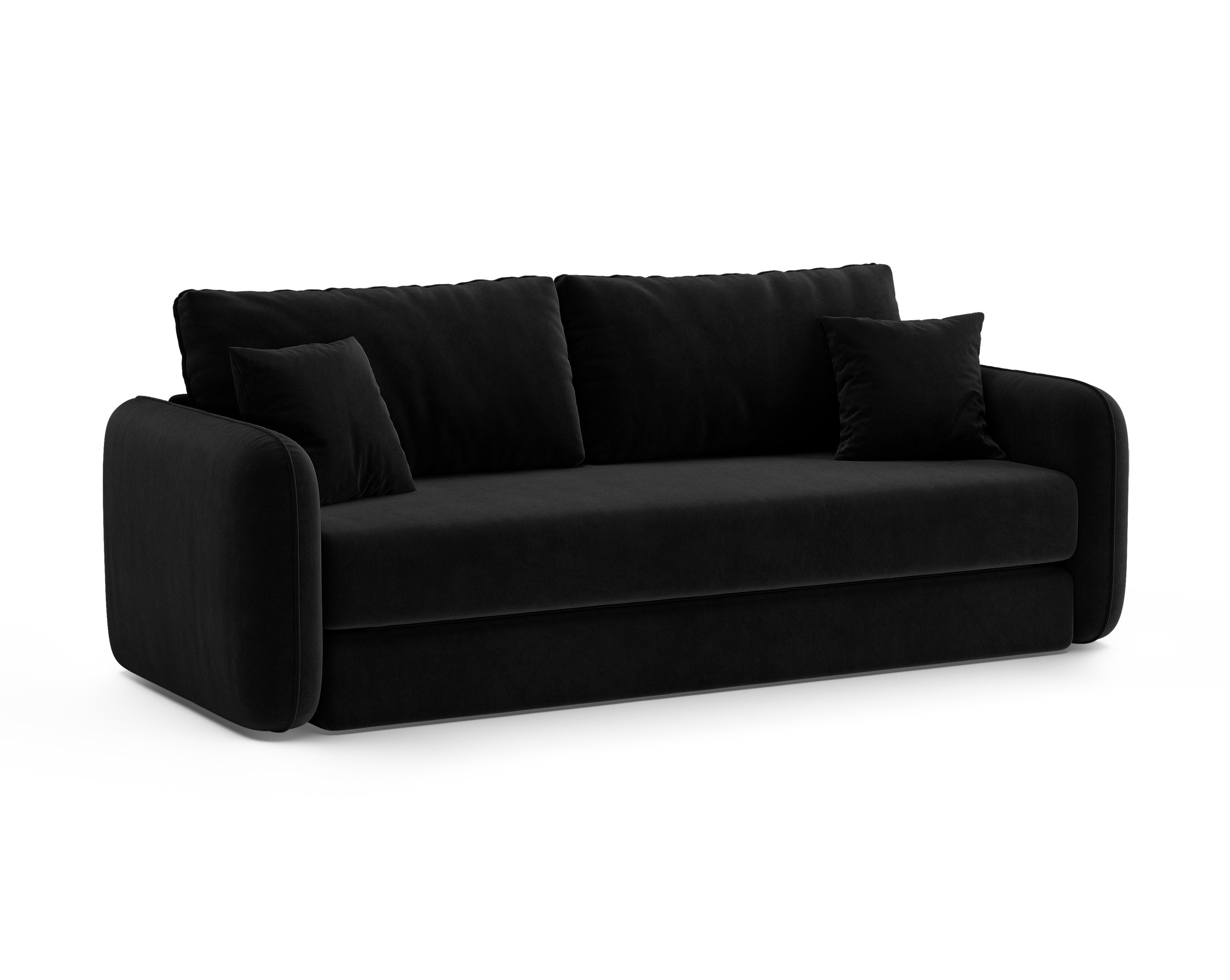 Sofa van fluweel voor 3 personen met slaapfunctie DORMI zwart