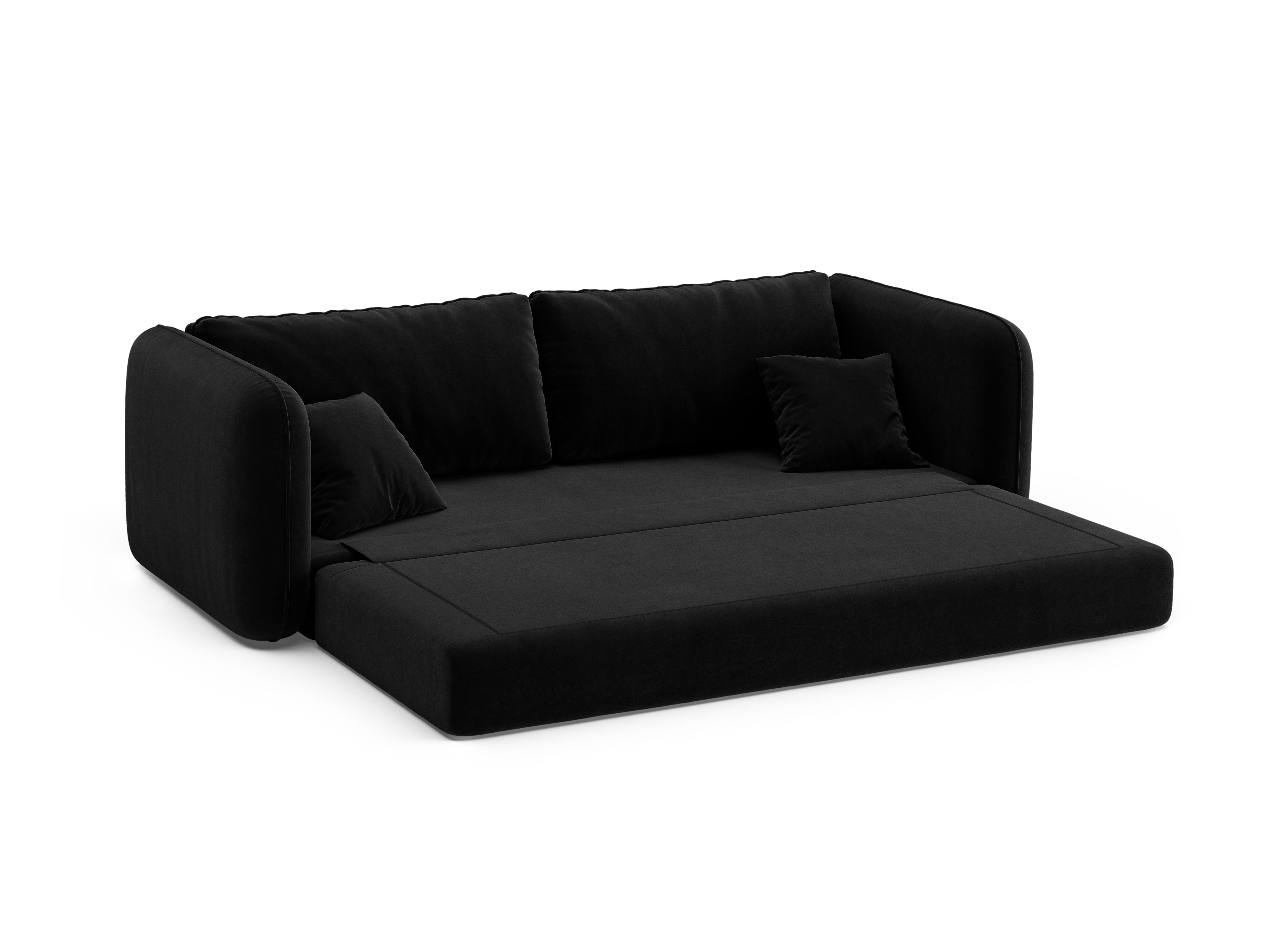 Sofa van fluweel voor 3 personen met slaapfunctie DORMI zwart