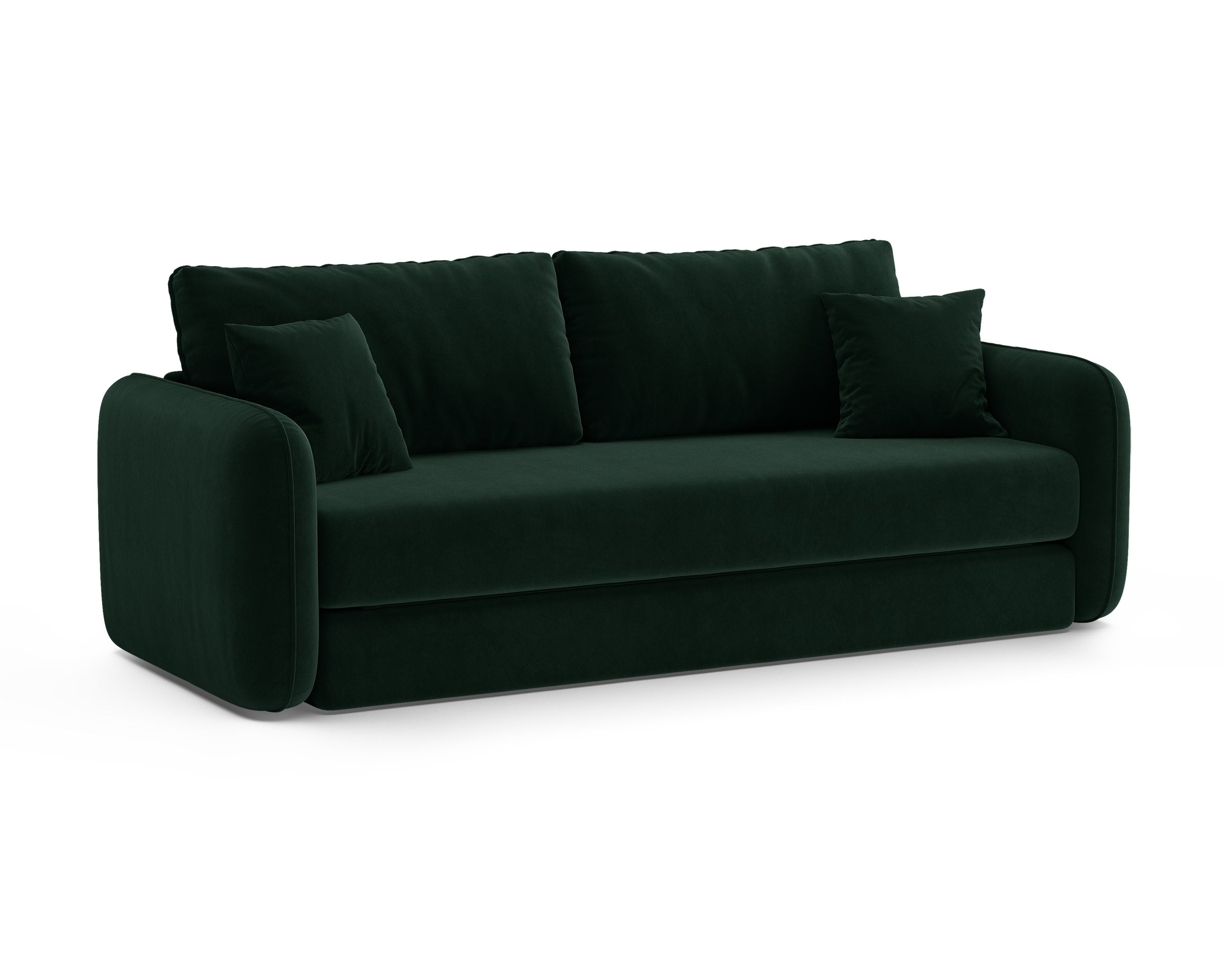 Velvet 3-Seater Sofa with Sleeping Function DORMI in Bottle Green