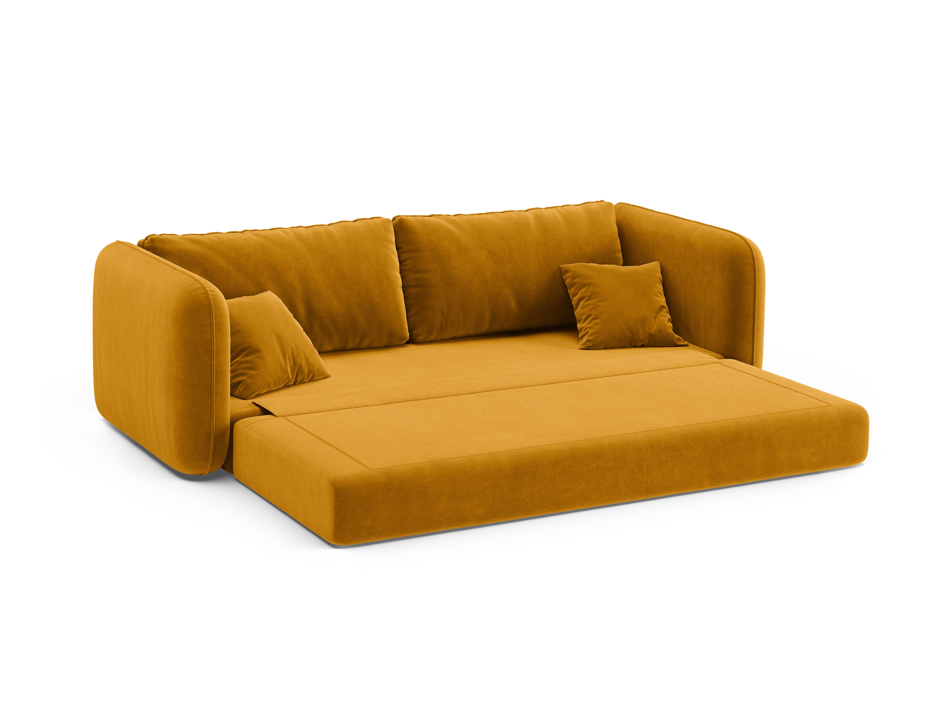Sofa van fluweel 3-zits met slaapfunctie DORMI geel