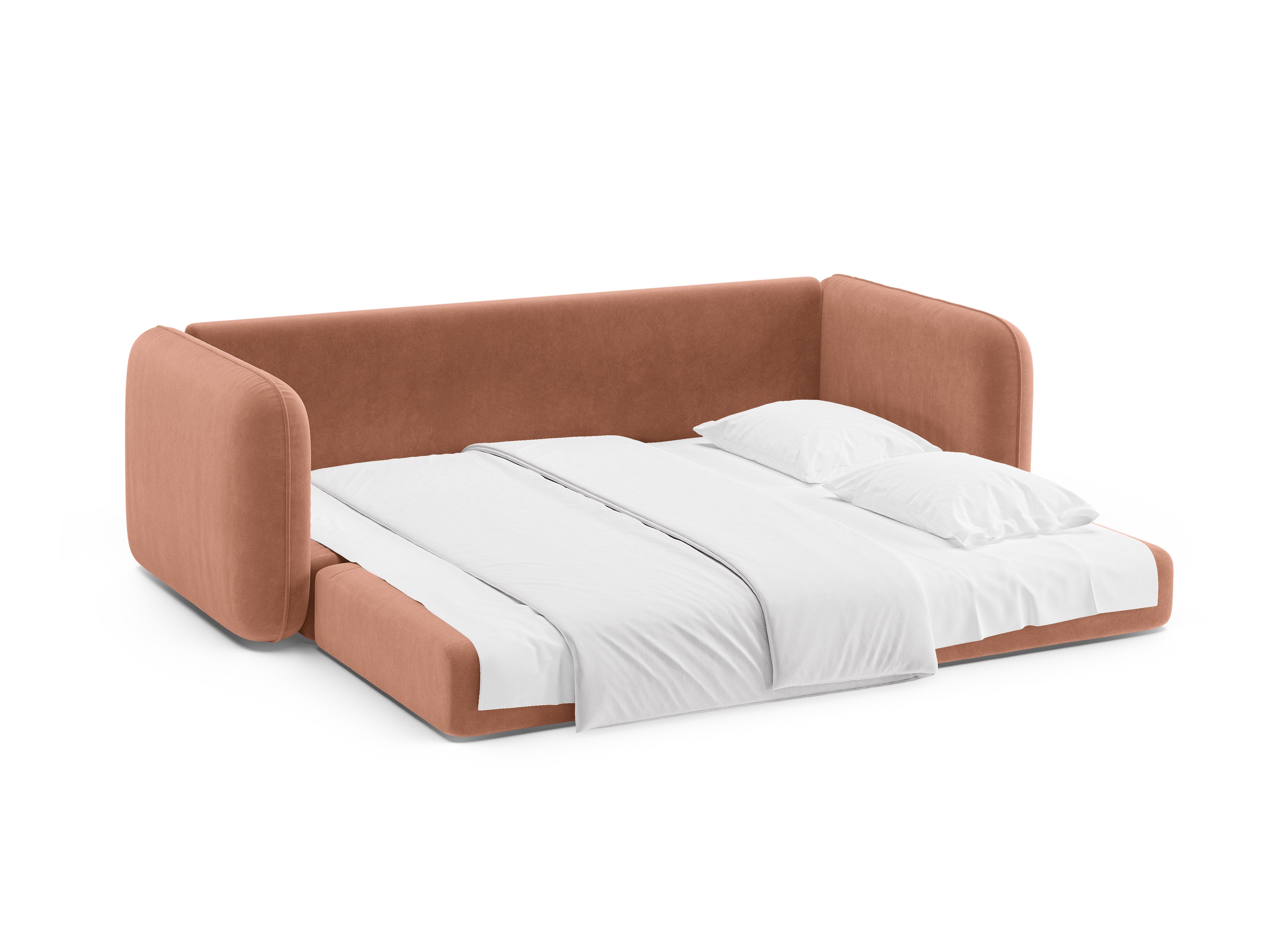 Sofa aus Samt für 3 Personen mit Schlaf-Funktion DORMI rosa