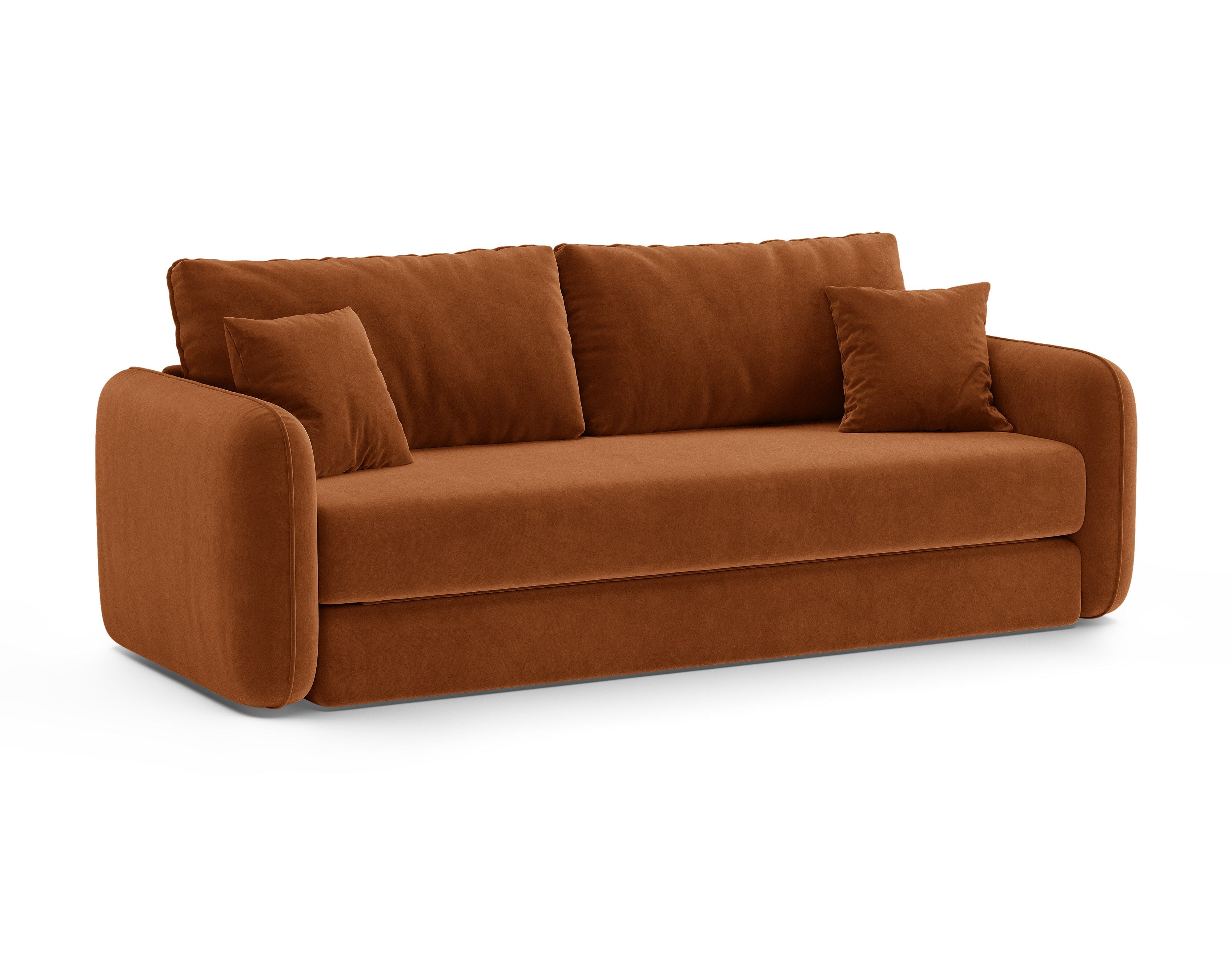 Sofa van fluweel voor 3 personen met slaapfunctie DORMI terracotta