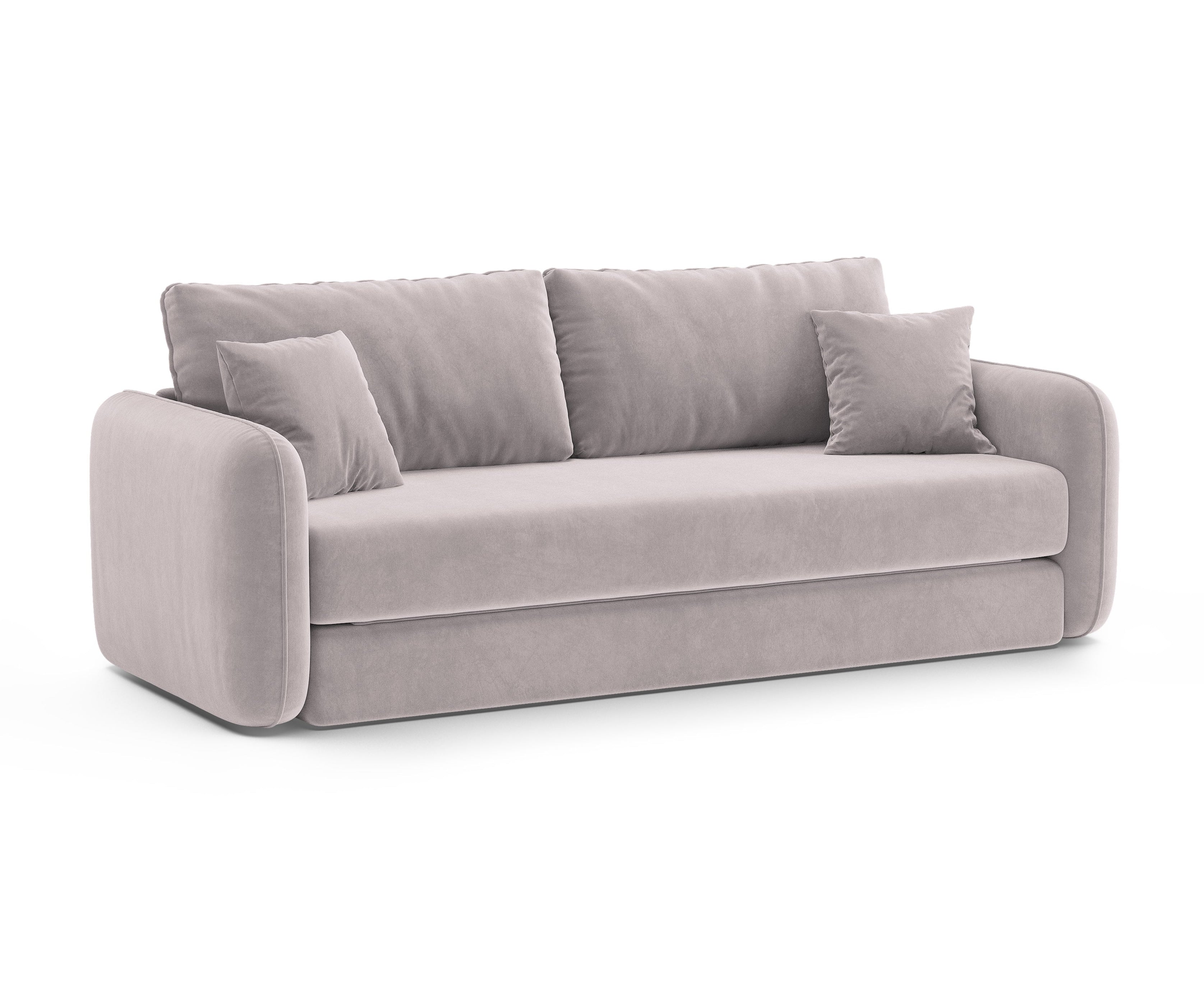 Sofa aus Samt für 3 Personen mit Schlaf-Funktion DORMI hellgrau