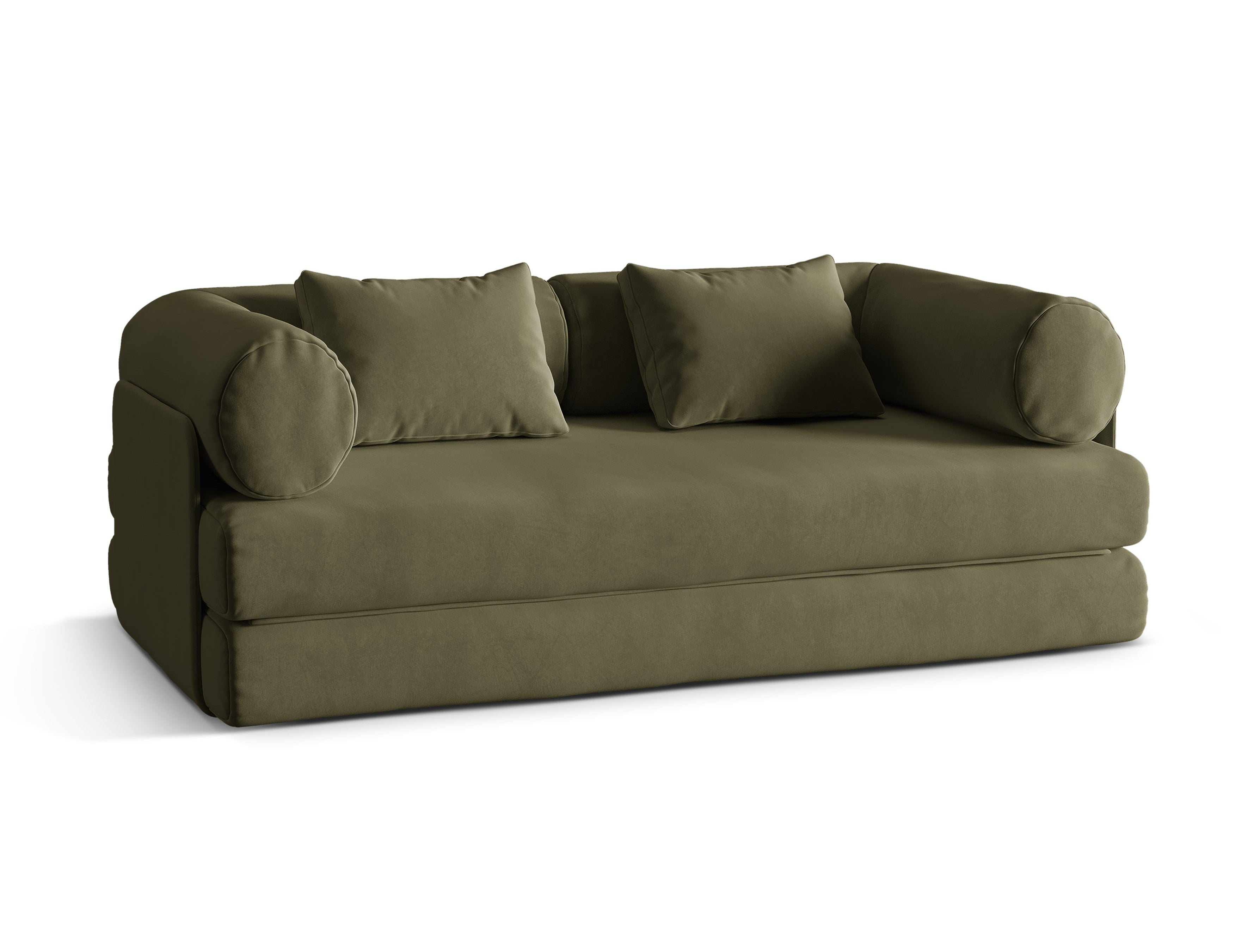 Dreamy groene 3-zits fluwelen bank met slaapfunctie