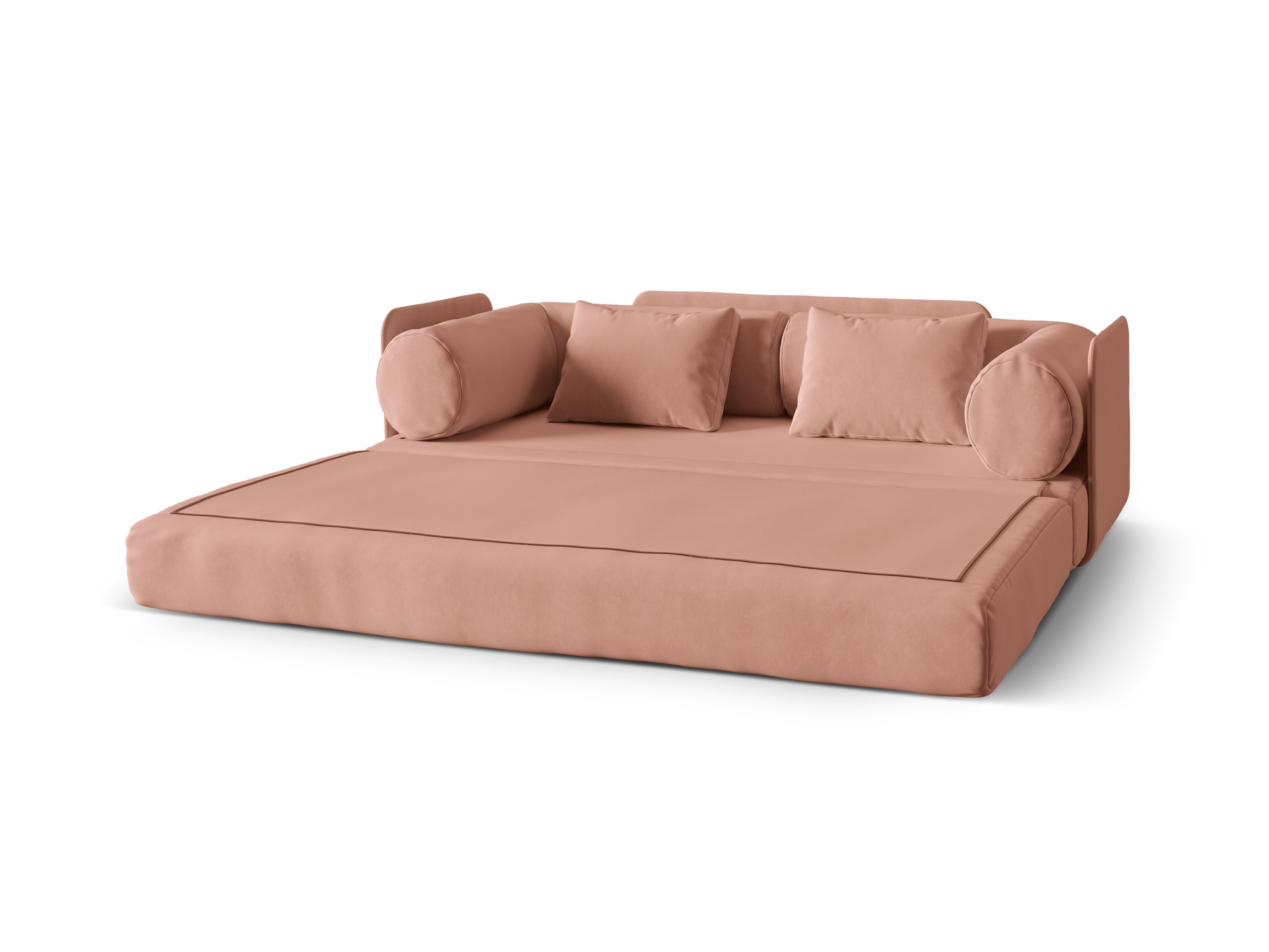 DREAMY roze 3-zits fluwelen bank met slaapfunctie