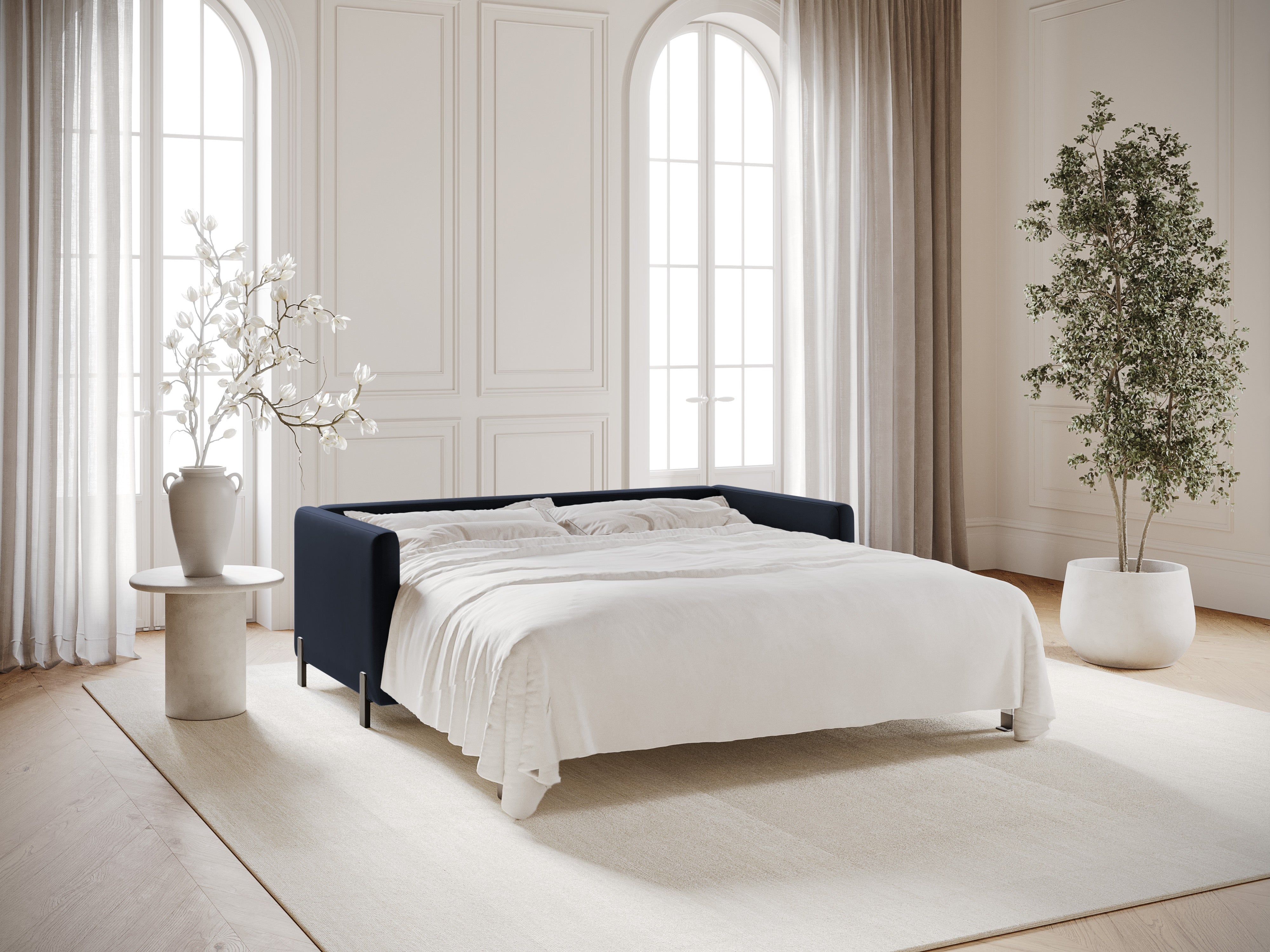 Sofa van fluweel voor 3 personen met slaapfunctie GLORIA koninklijk blauw