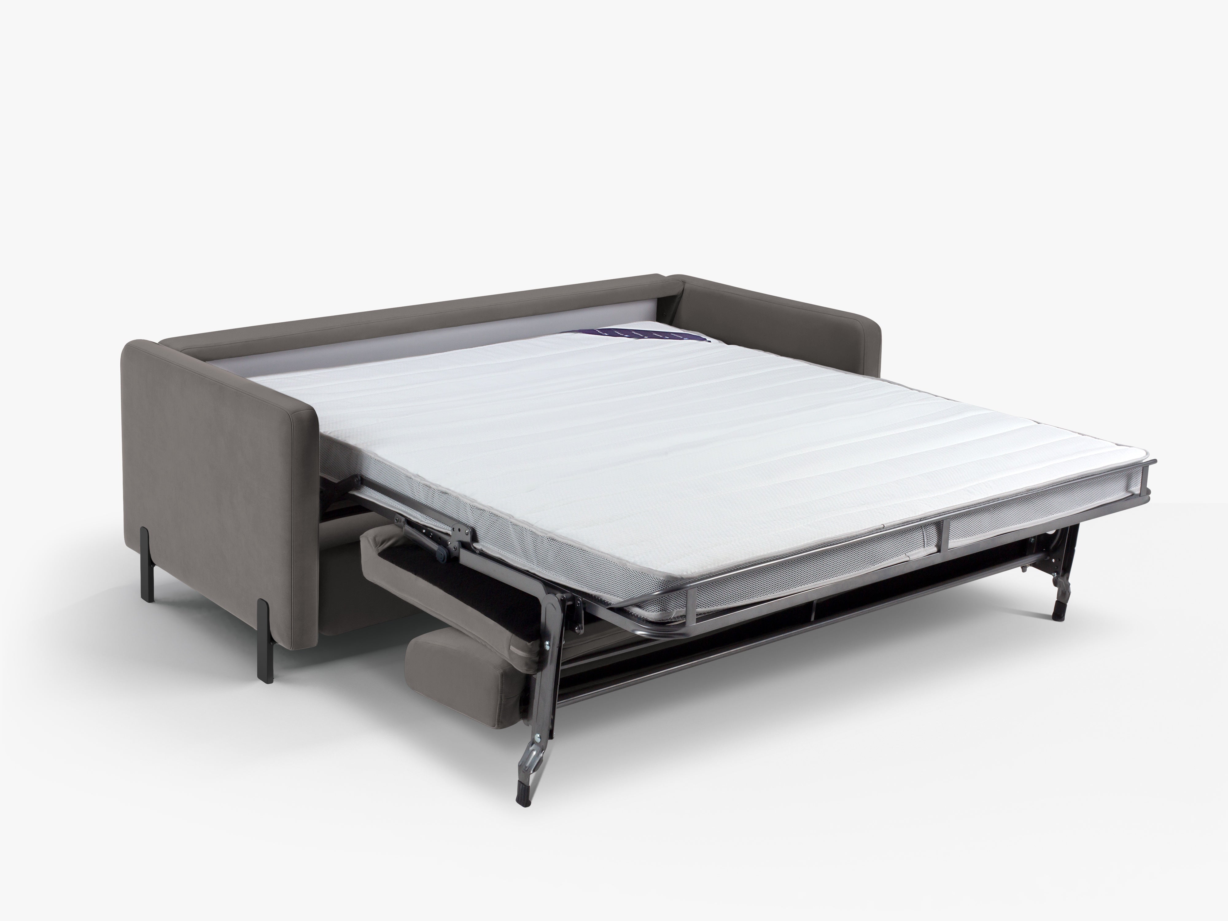 Sofa aus Samt 3-sitzig mit Schlaf-Funktion GLORIA grau