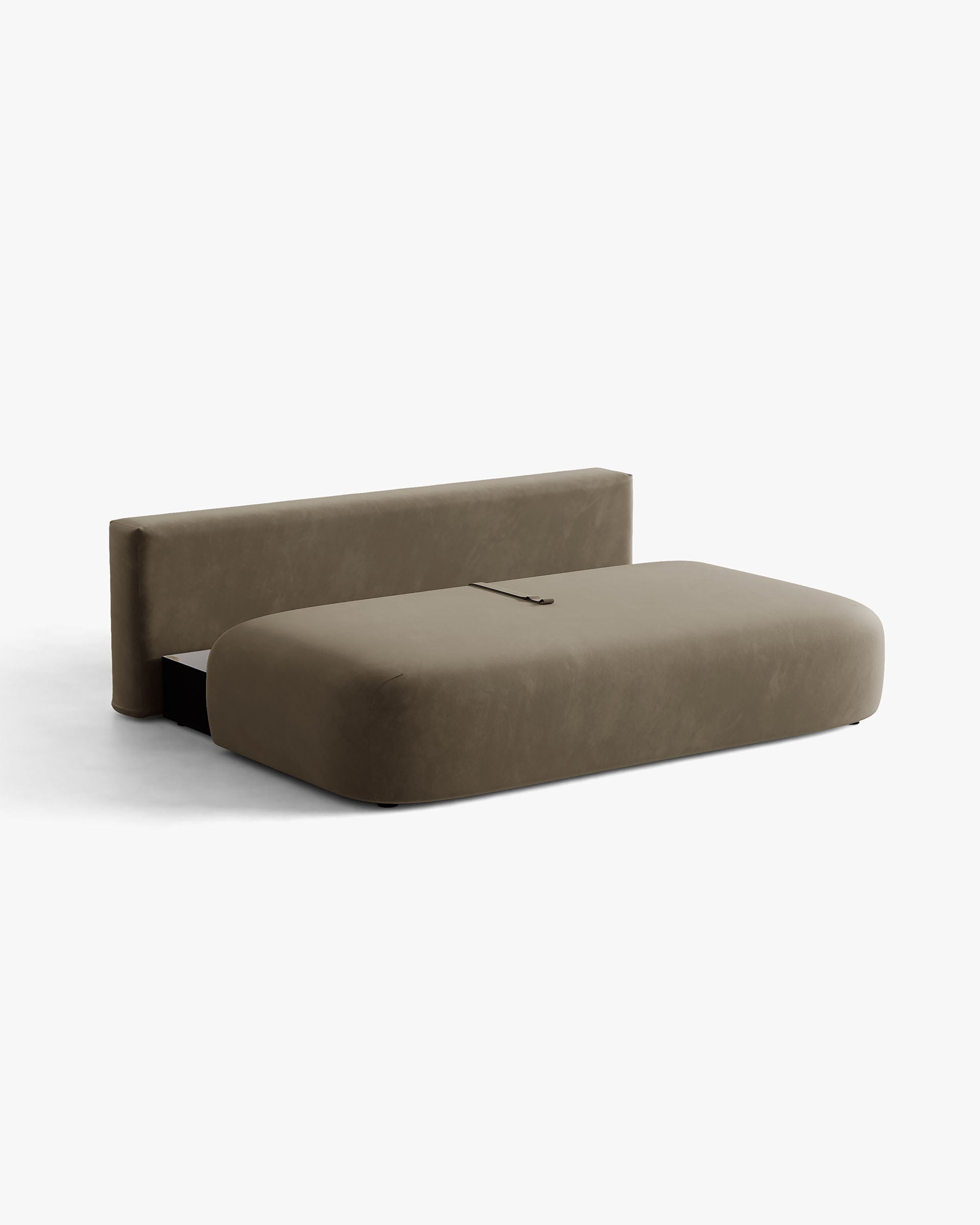 Sofa voor 3 personen van fluweel met slaapfunctie HENA in grijsbruin met bakstenen kussens