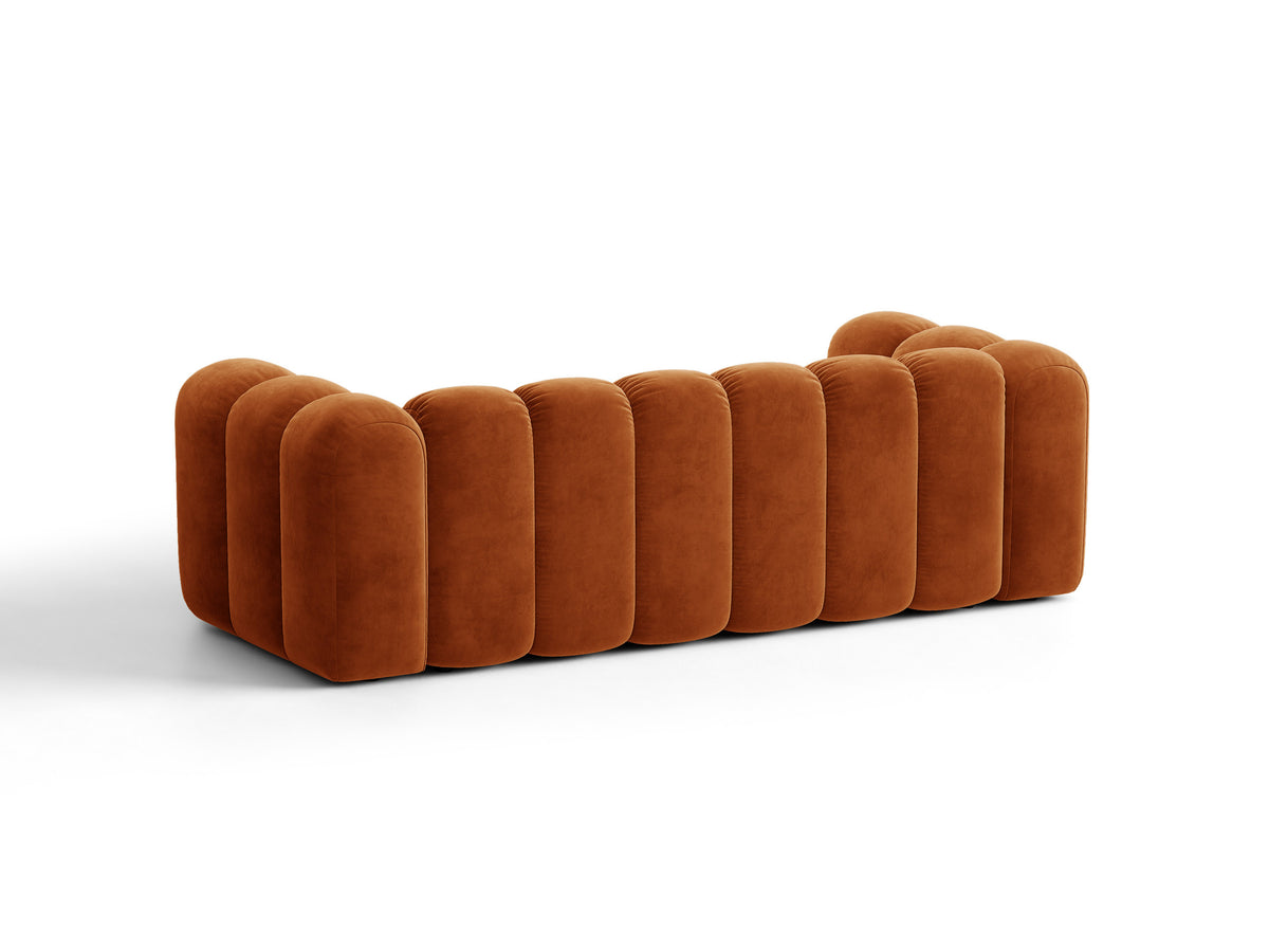 Sofa aksamitna 3-osobowa z funkcją spania LUPINE ceglany – ujęcie 5