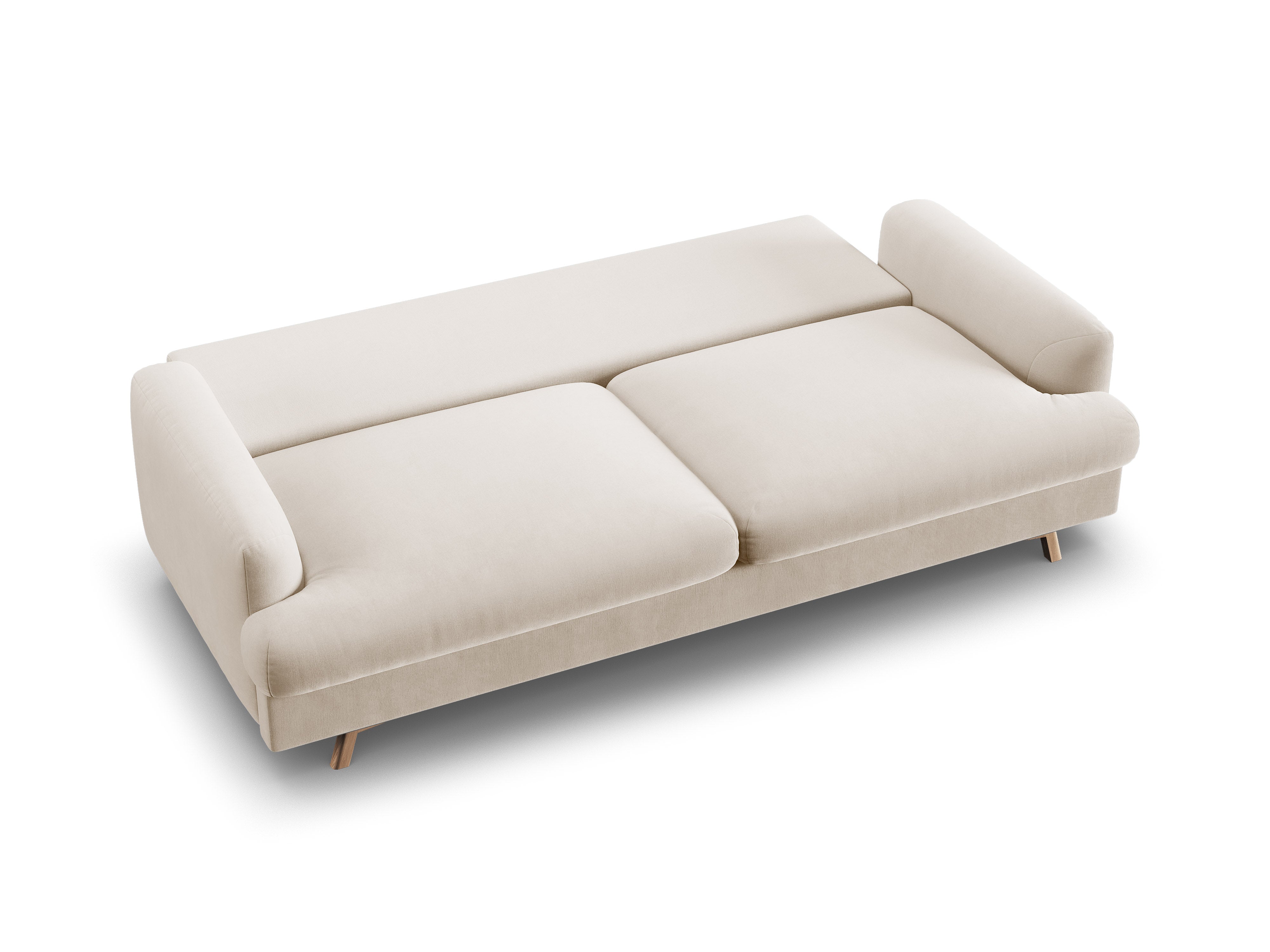 Beige 3-zits fluwelen bank met slaapfunctie NAOMI