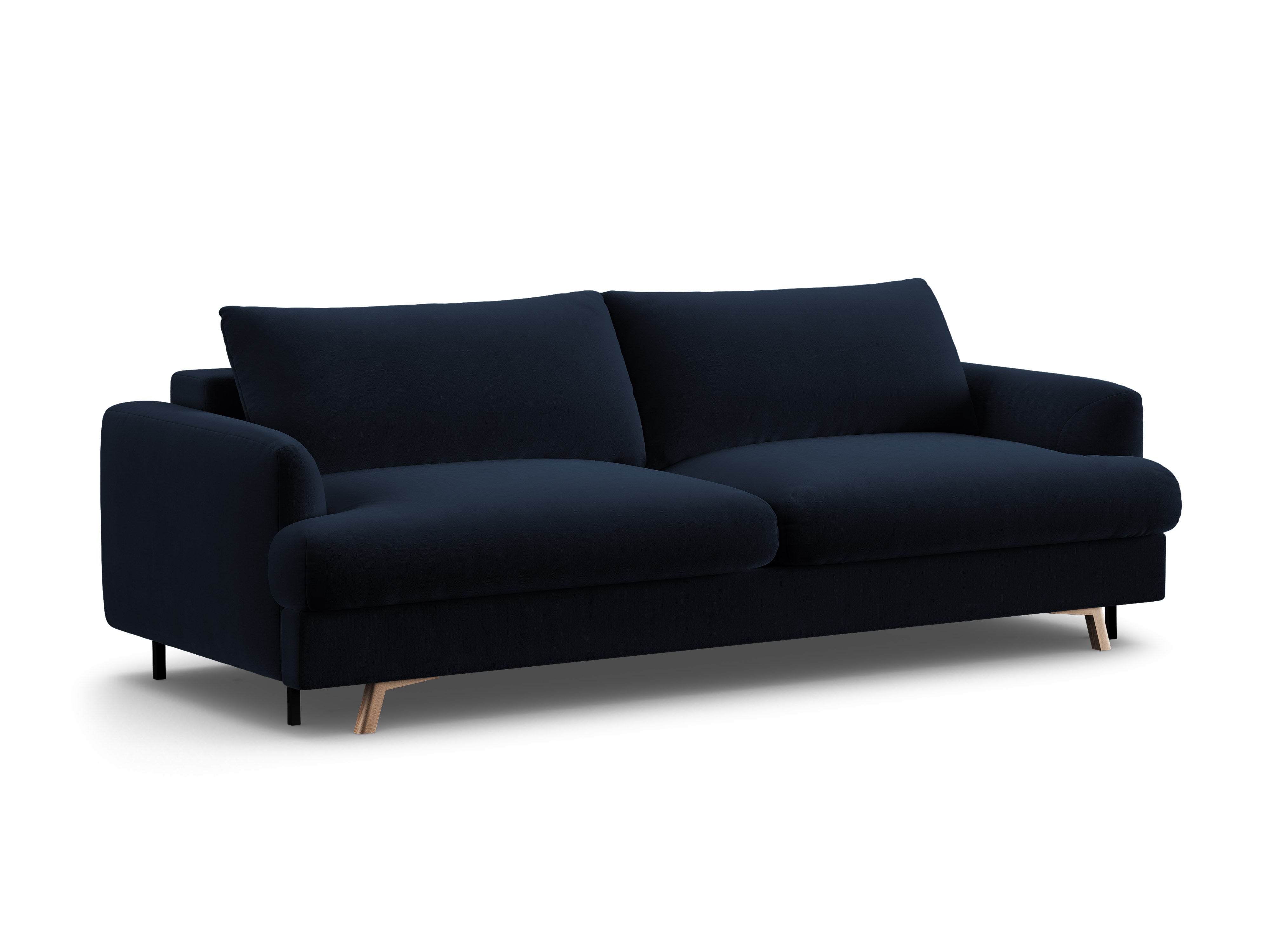 Sofa aus Samt für 3 Personen mit Schlaf-Funktion NAOMI königsblau