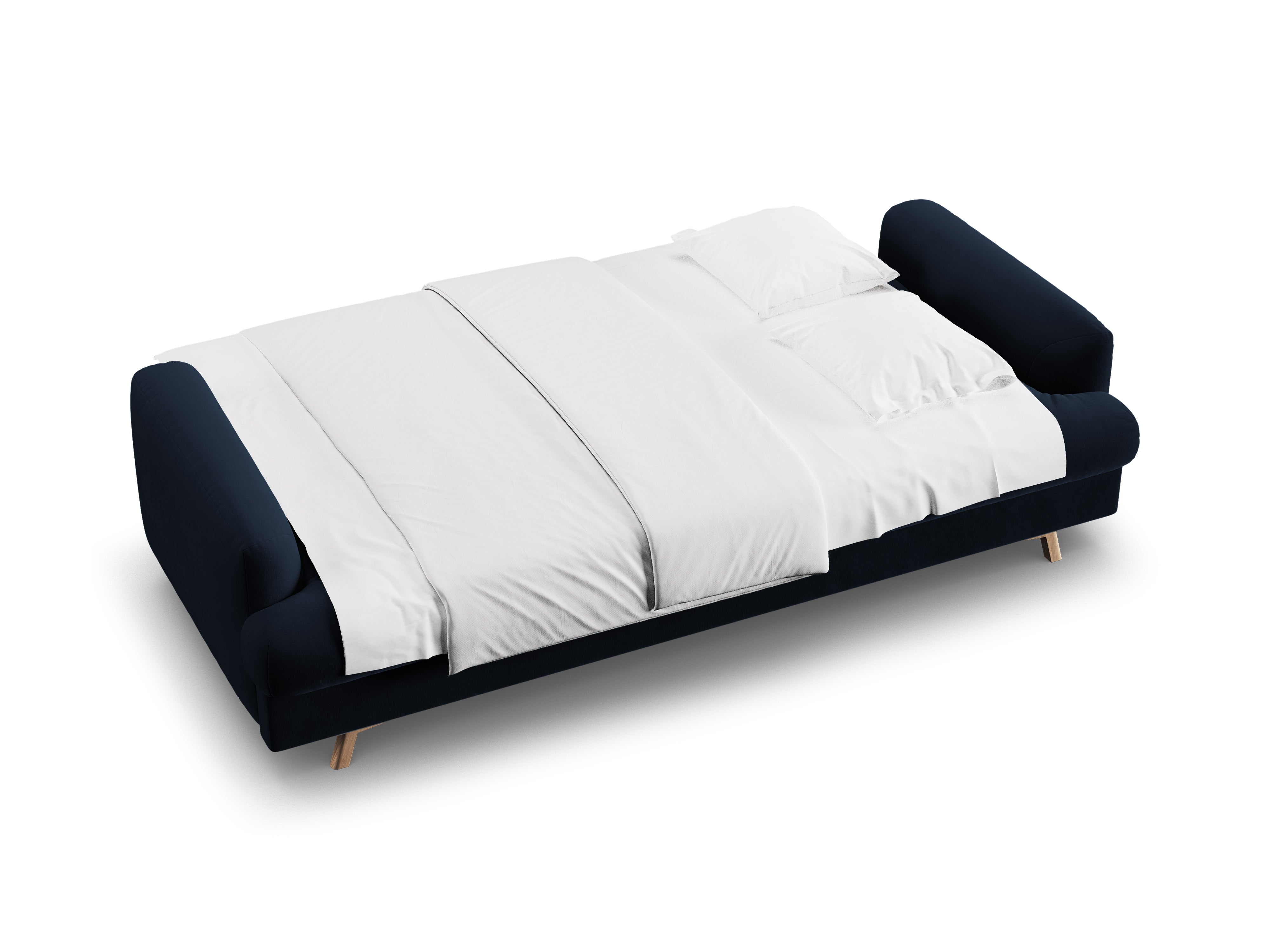 Sofa aus Samt für 3 Personen mit Schlaf-Funktion NAOMI königsblau