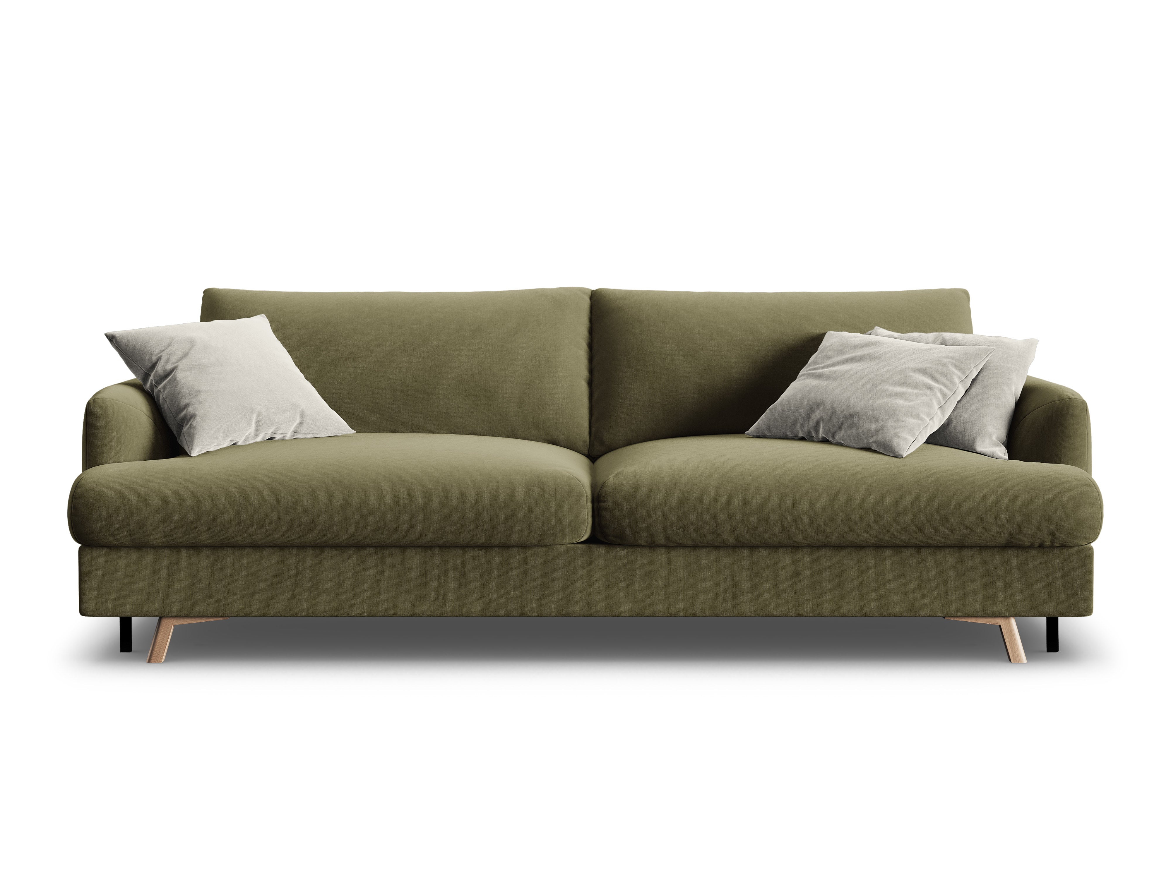 Sofa van fluweel 3-zits met slaapfunctie NAOMI groen