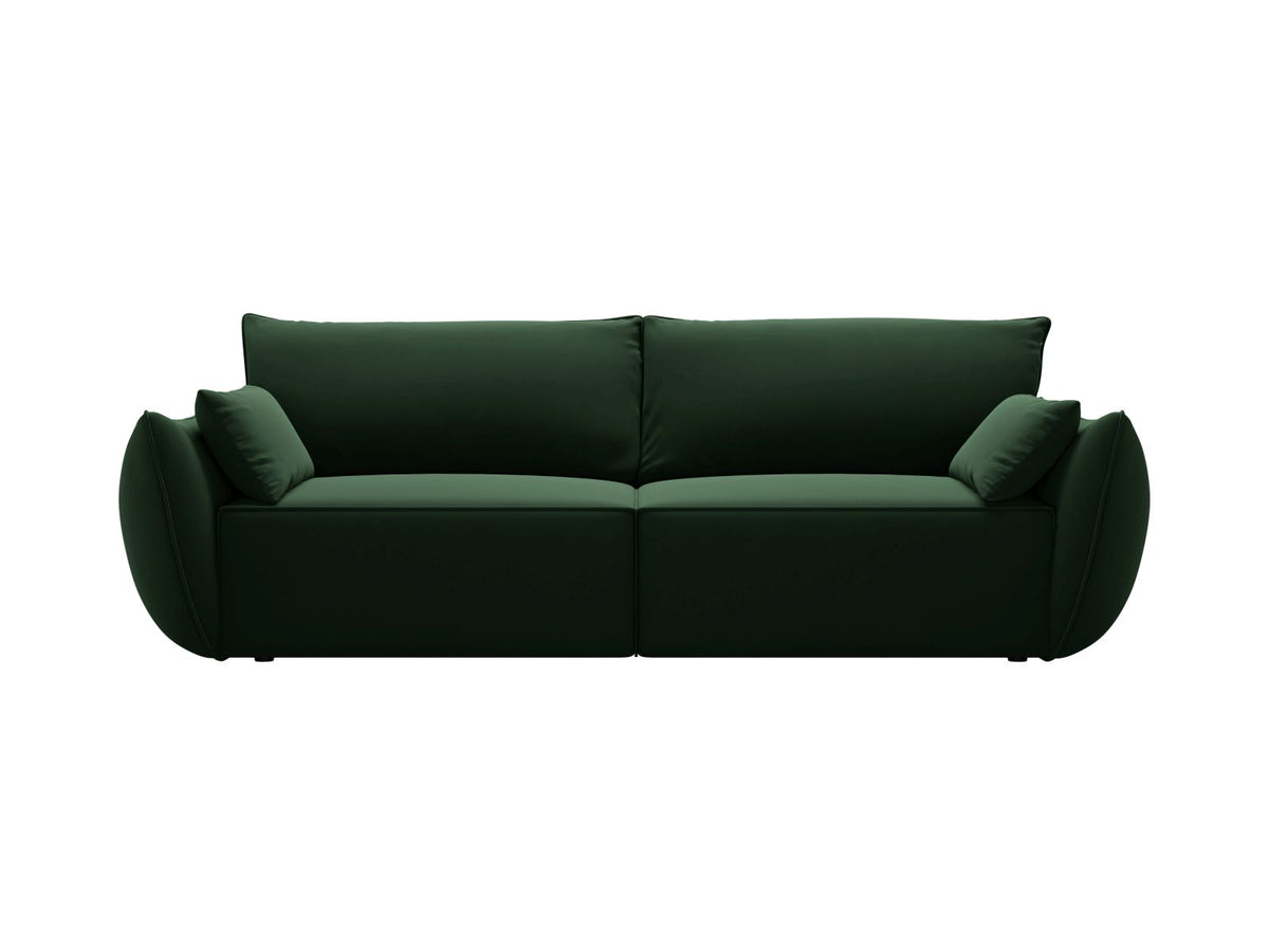 Sofa aksamitna 3-osobowa z funkcją spania KAELLE butelkowa zieleń – Micadoni