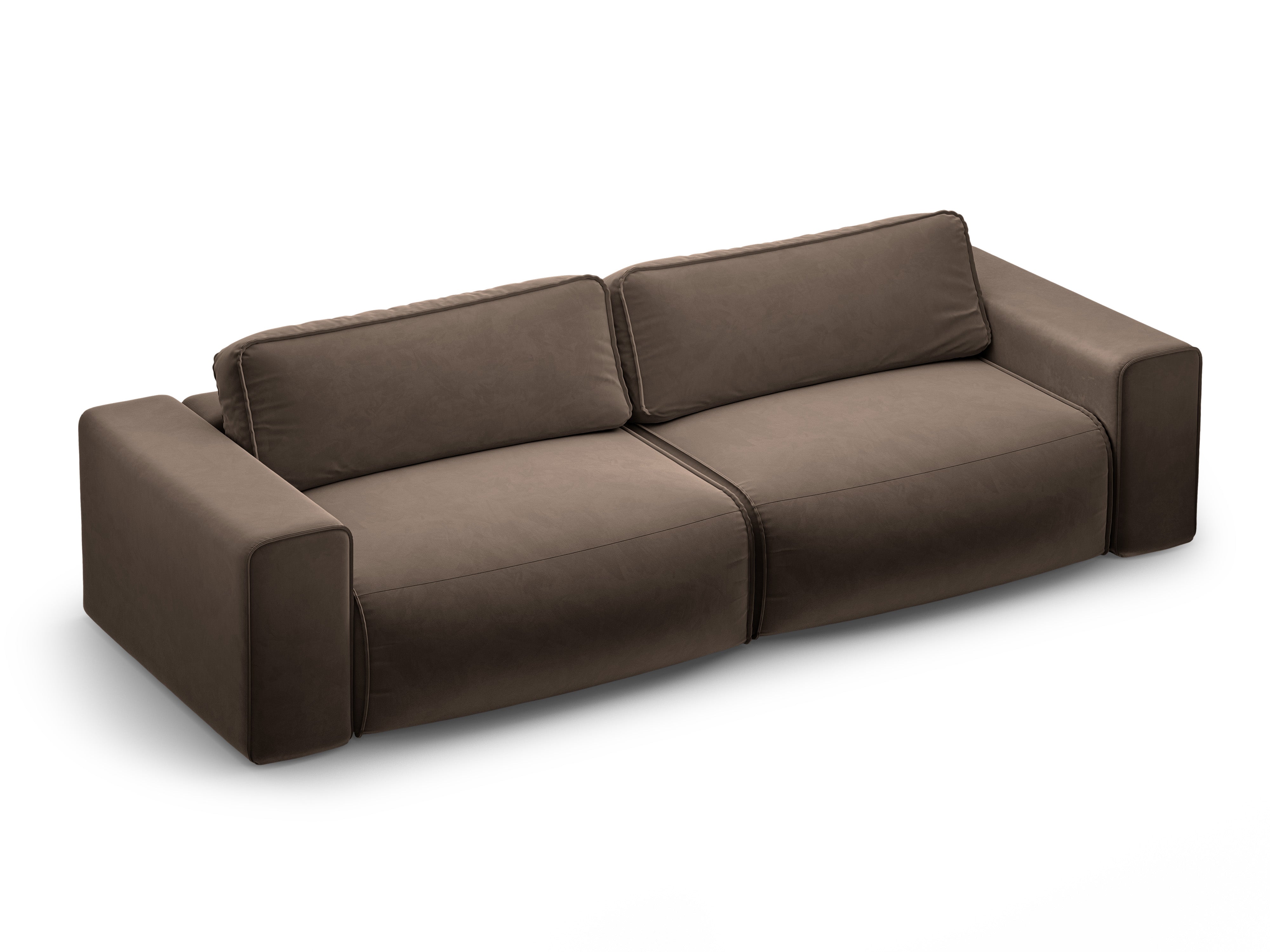 Sofa van fluweel voor 3 personen met slaapfunctie VICTOR chocolade