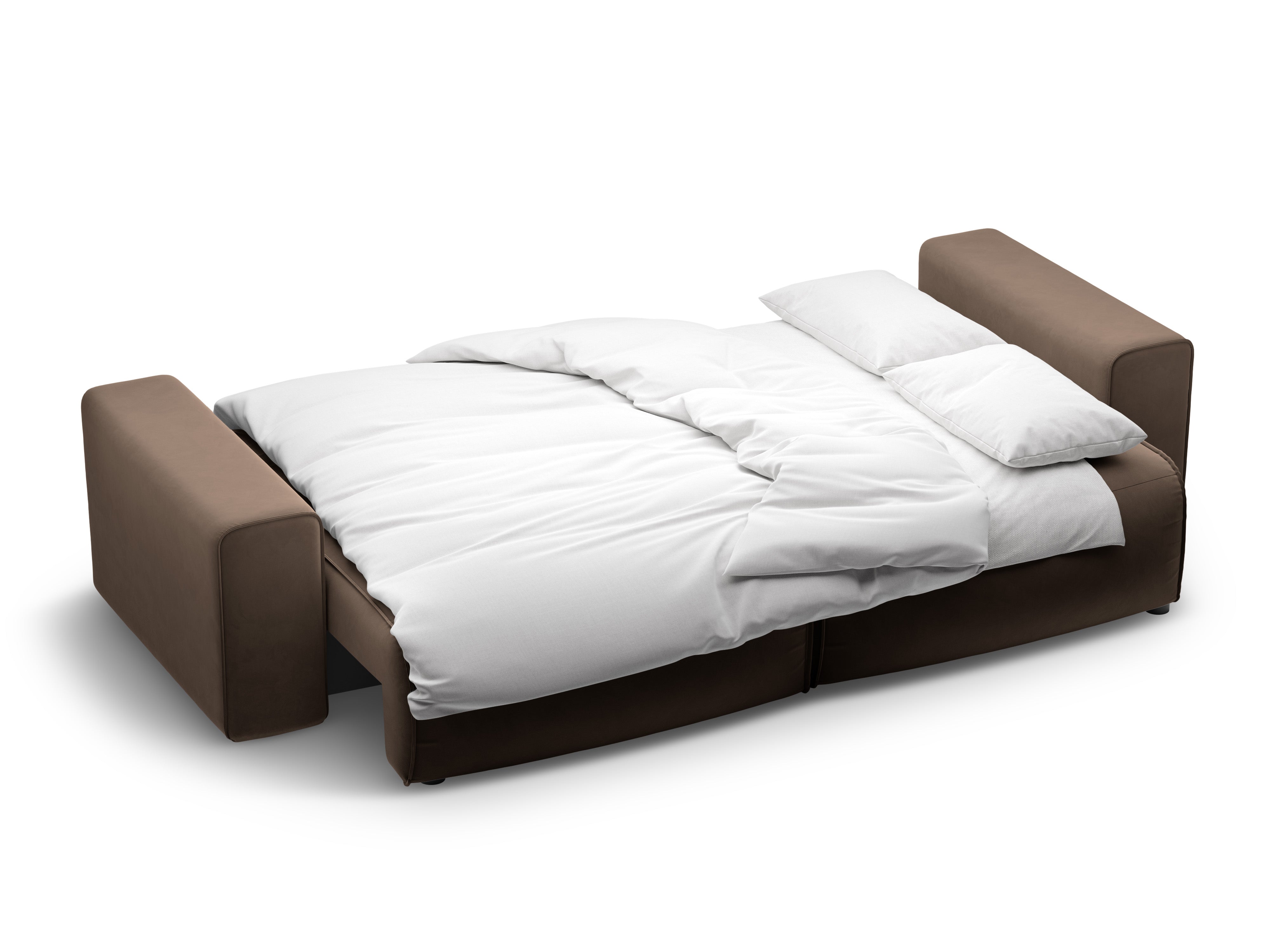 Sofa van fluweel voor 3 personen met slaapfunctie VICTOR chocolade