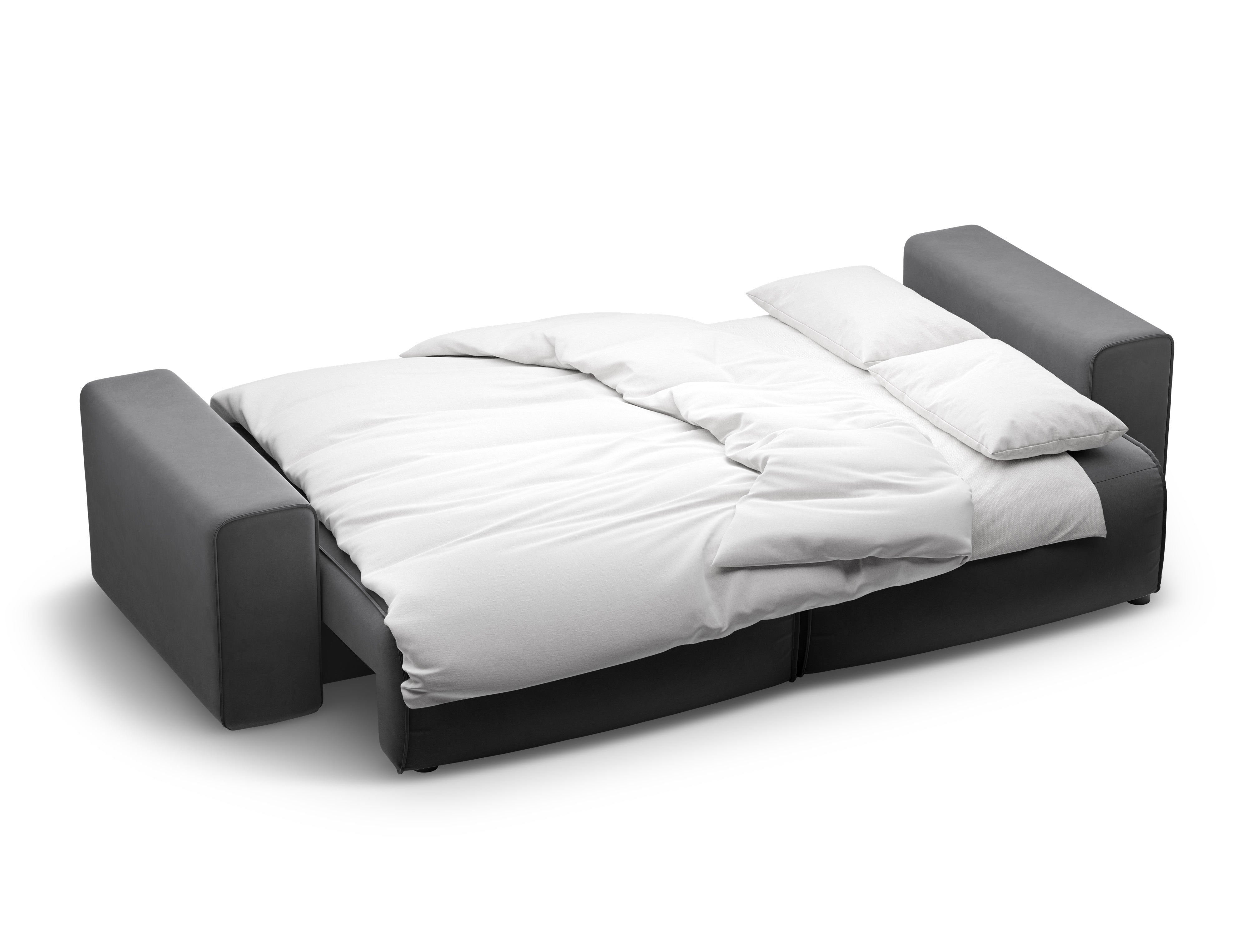 Grijze 3-zits fluwelen bank met slaapfunctie VICTOR