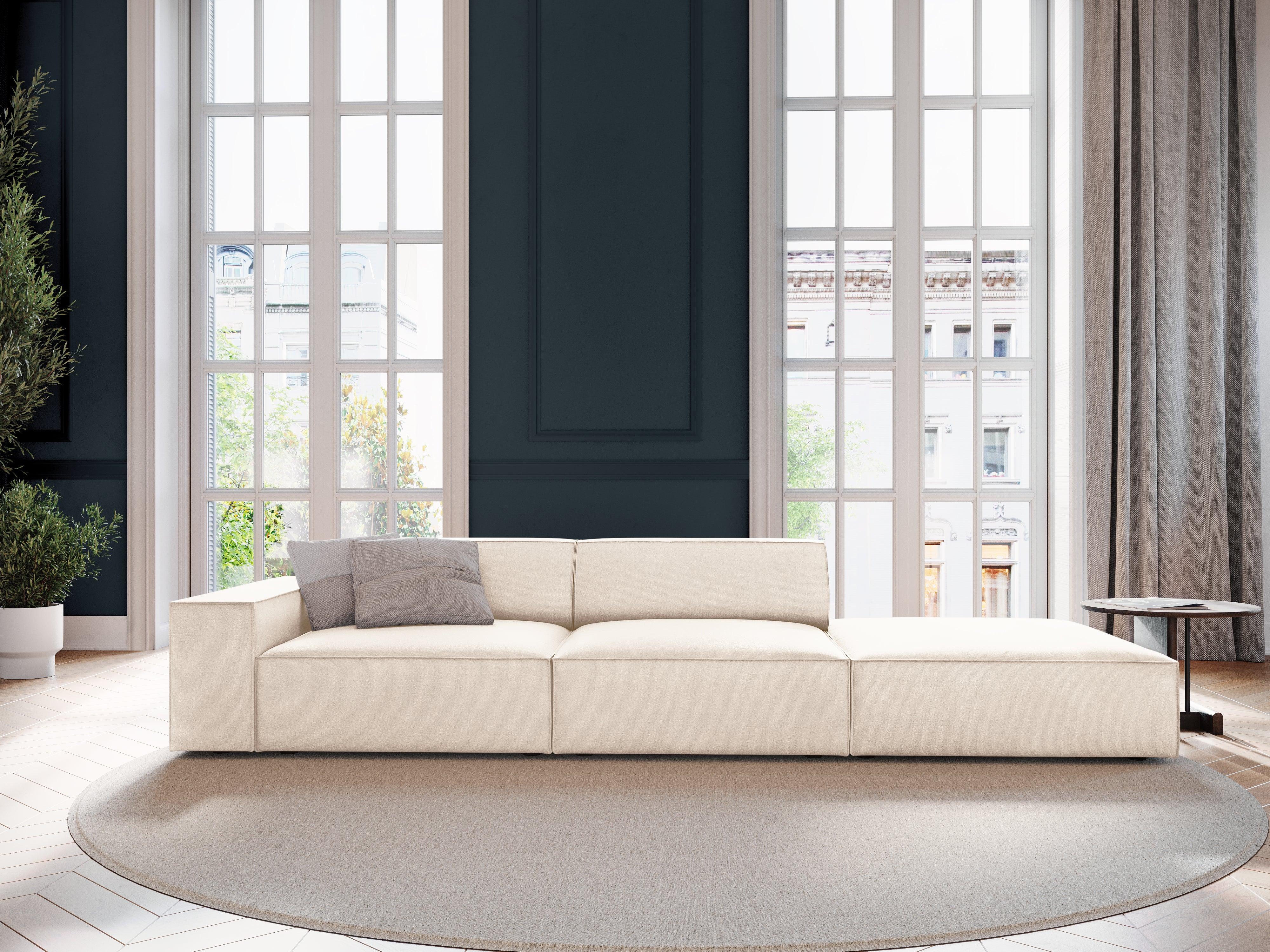 Sofa aksamitna prawostronna 3-osobowa JODIE jasnobeżowy Micadoni Eye on Design