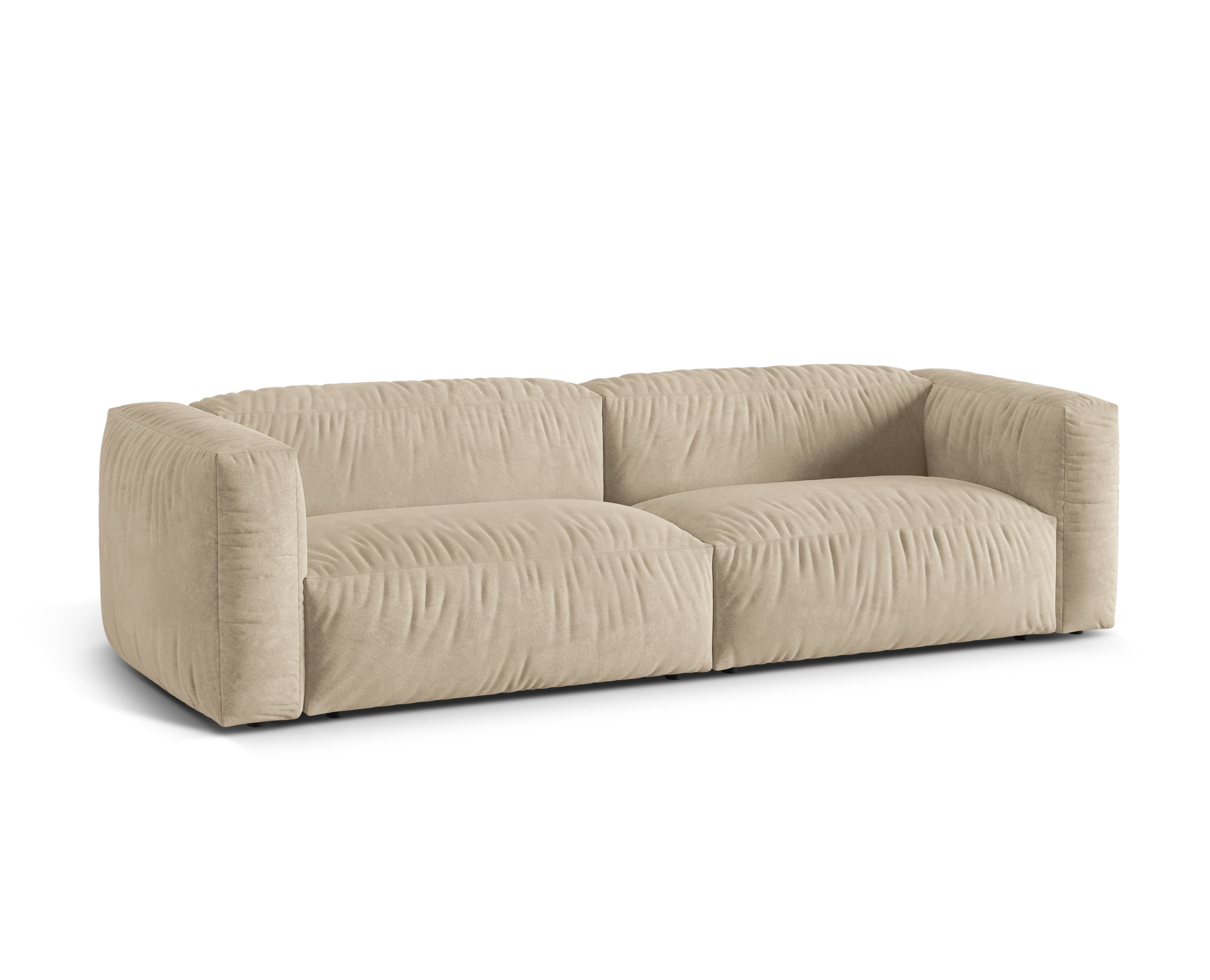 Velvet sofa 3-seater Martin light beige