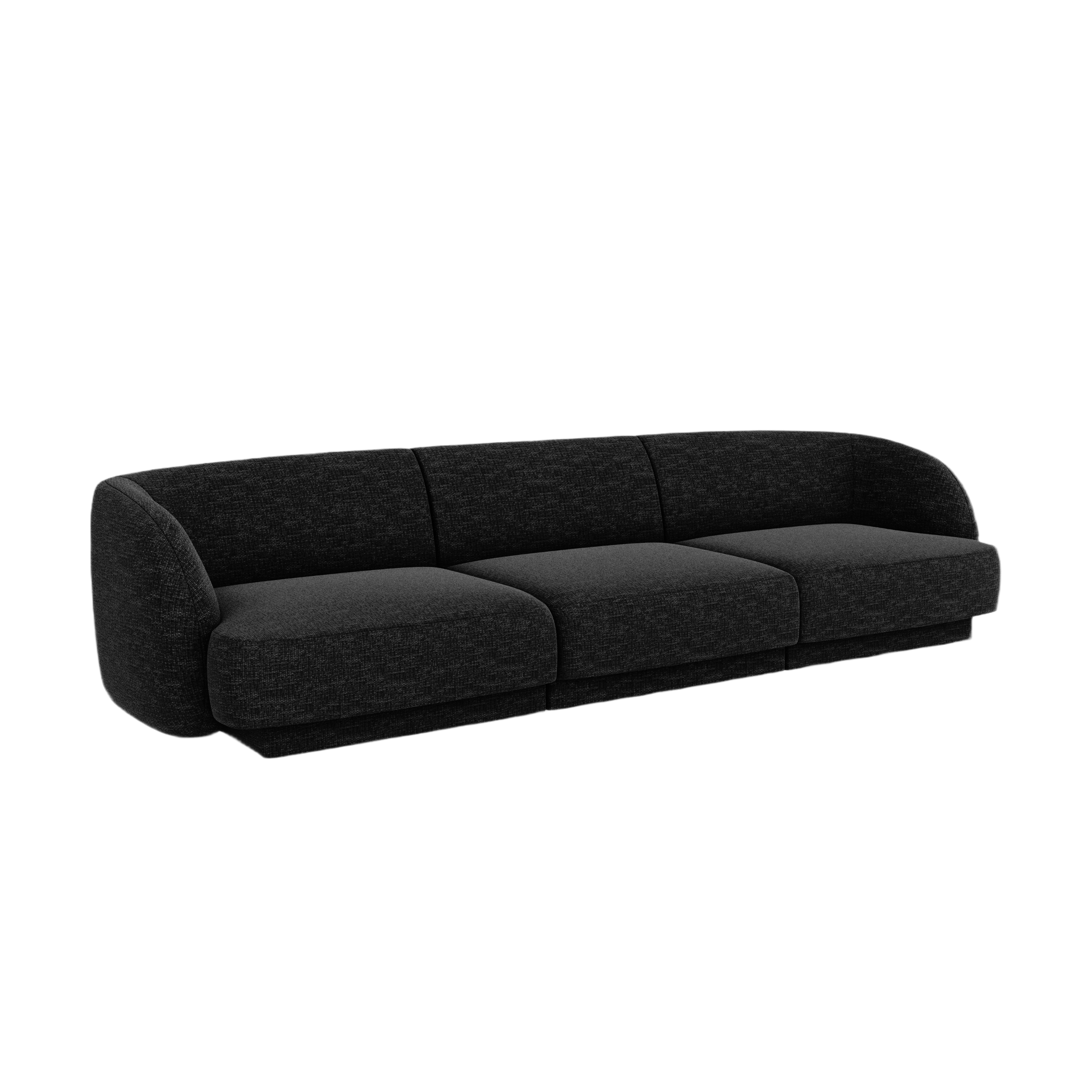 3-seater Sofa MILEY black chenille silky
