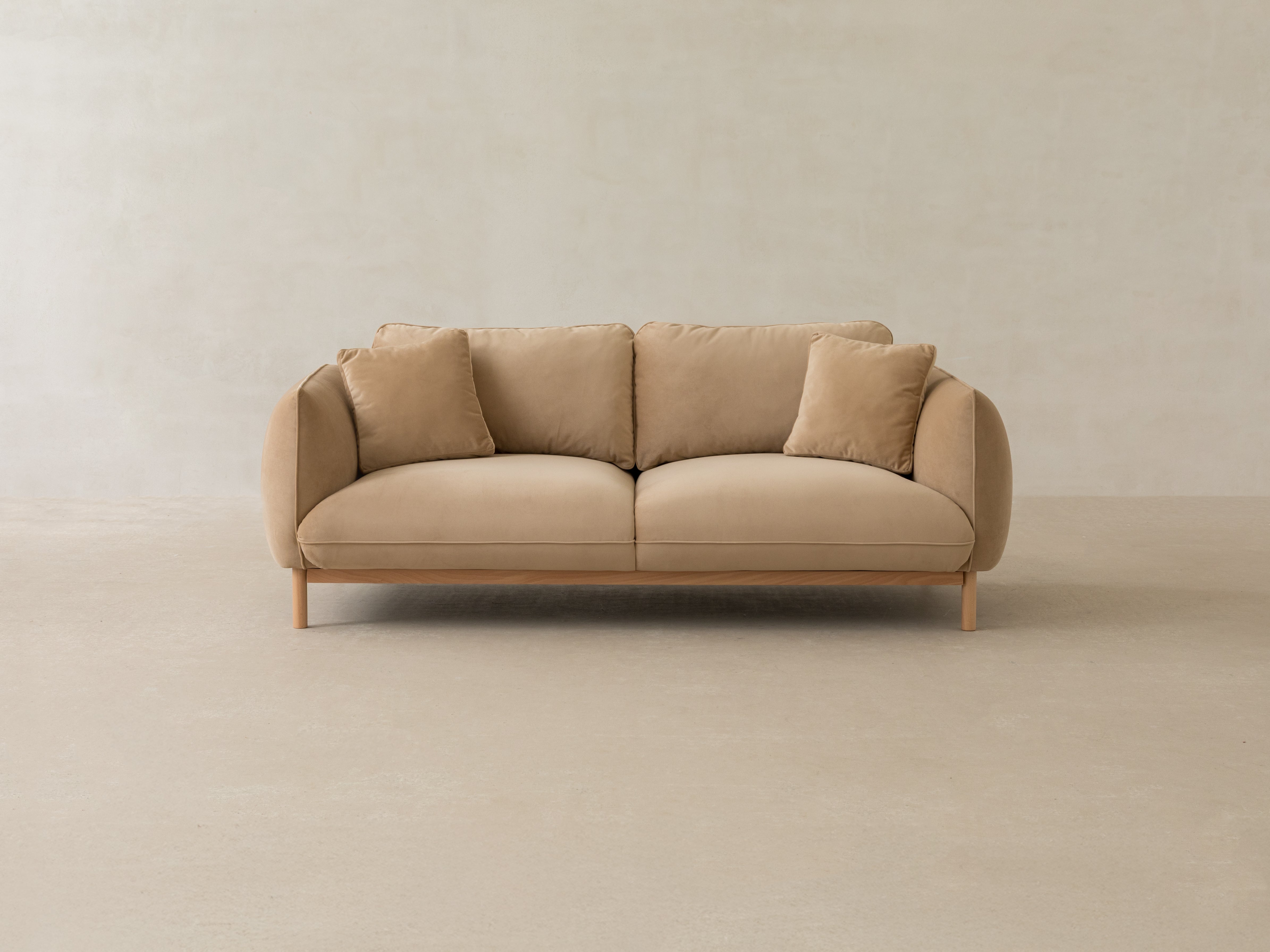 ADA velvet sofa for 4 people light brown