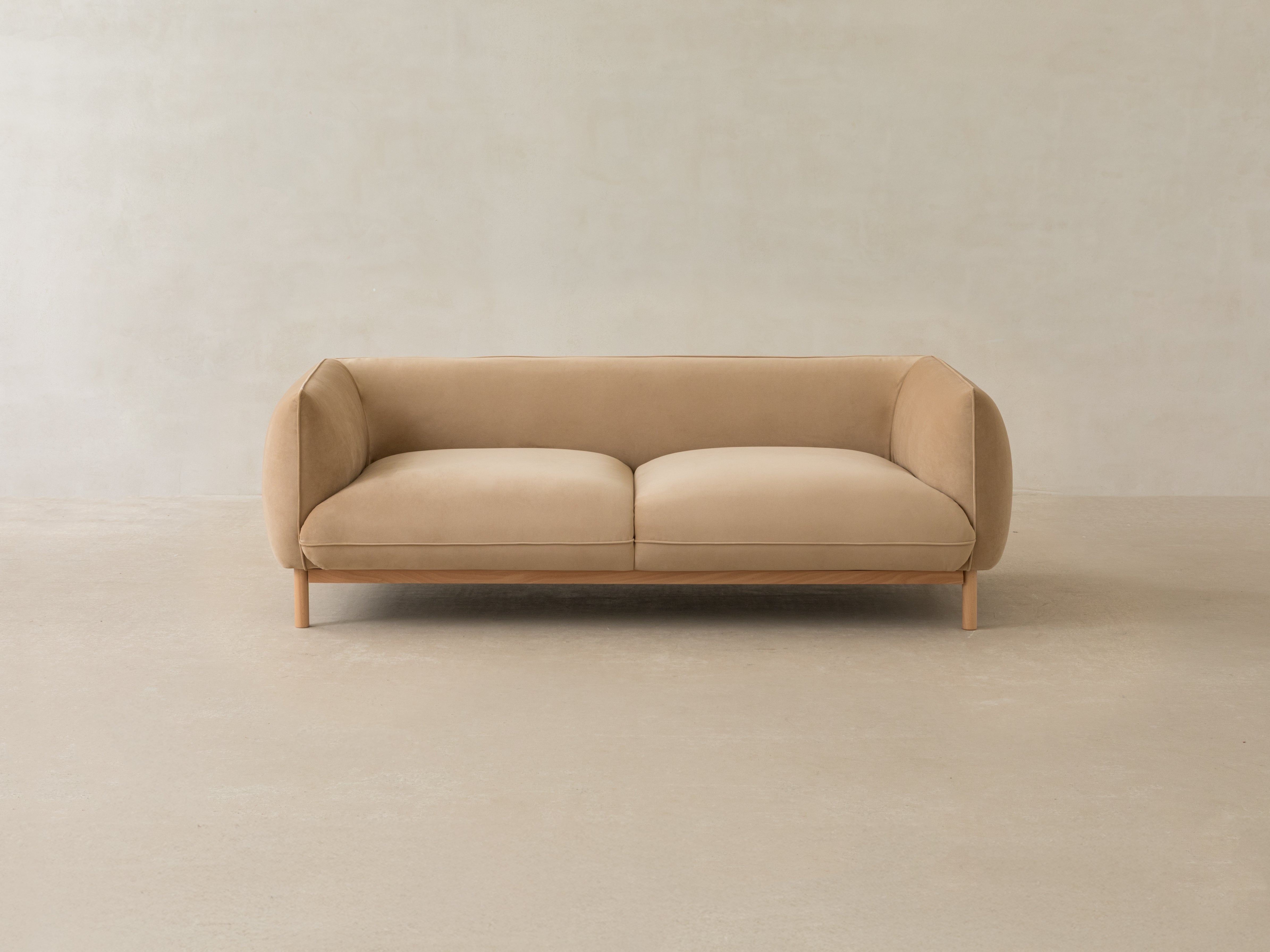 ADA velvet sofa for 4 people light brown