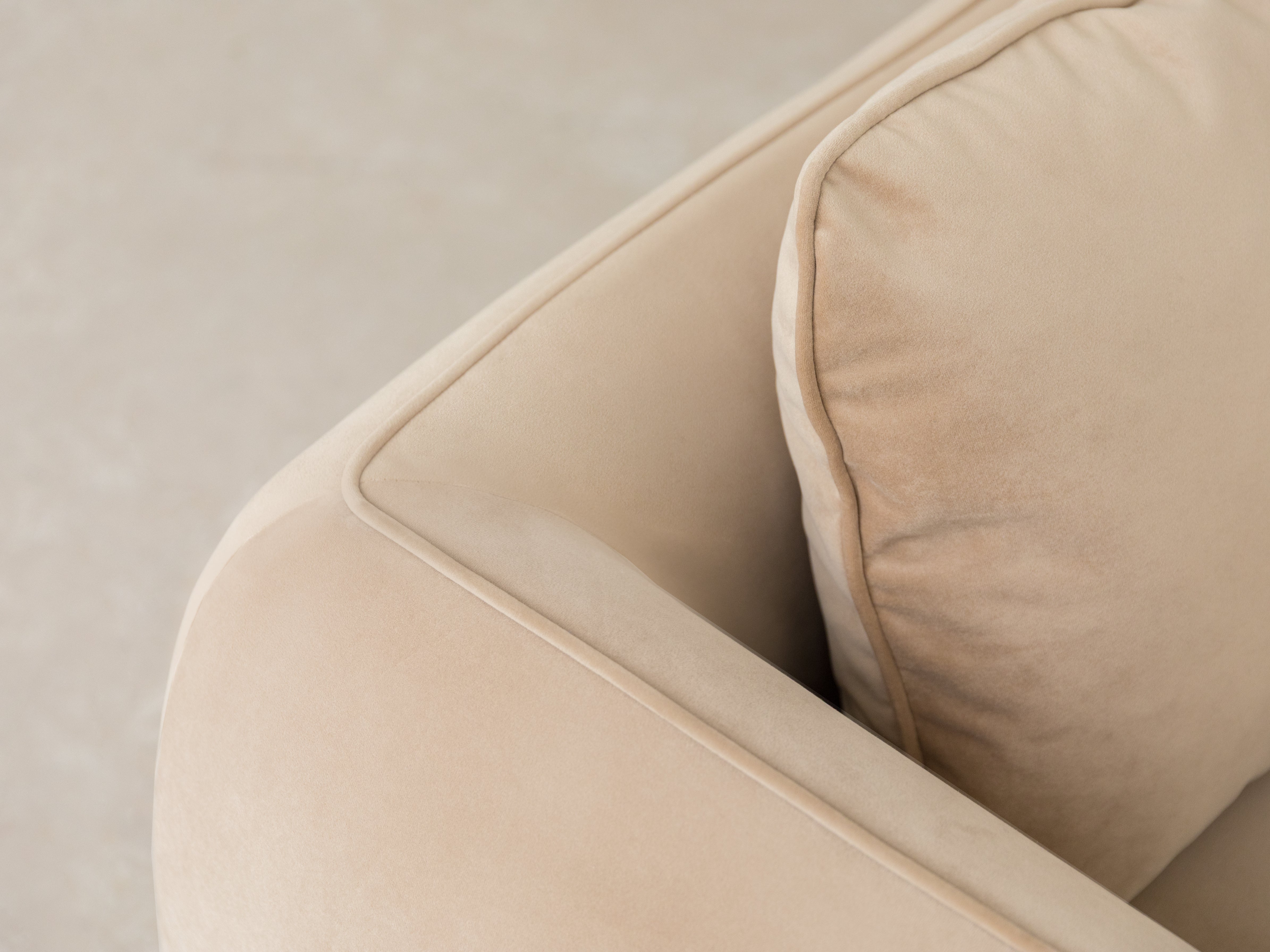 ADA velvet sofa for 4 people light brown