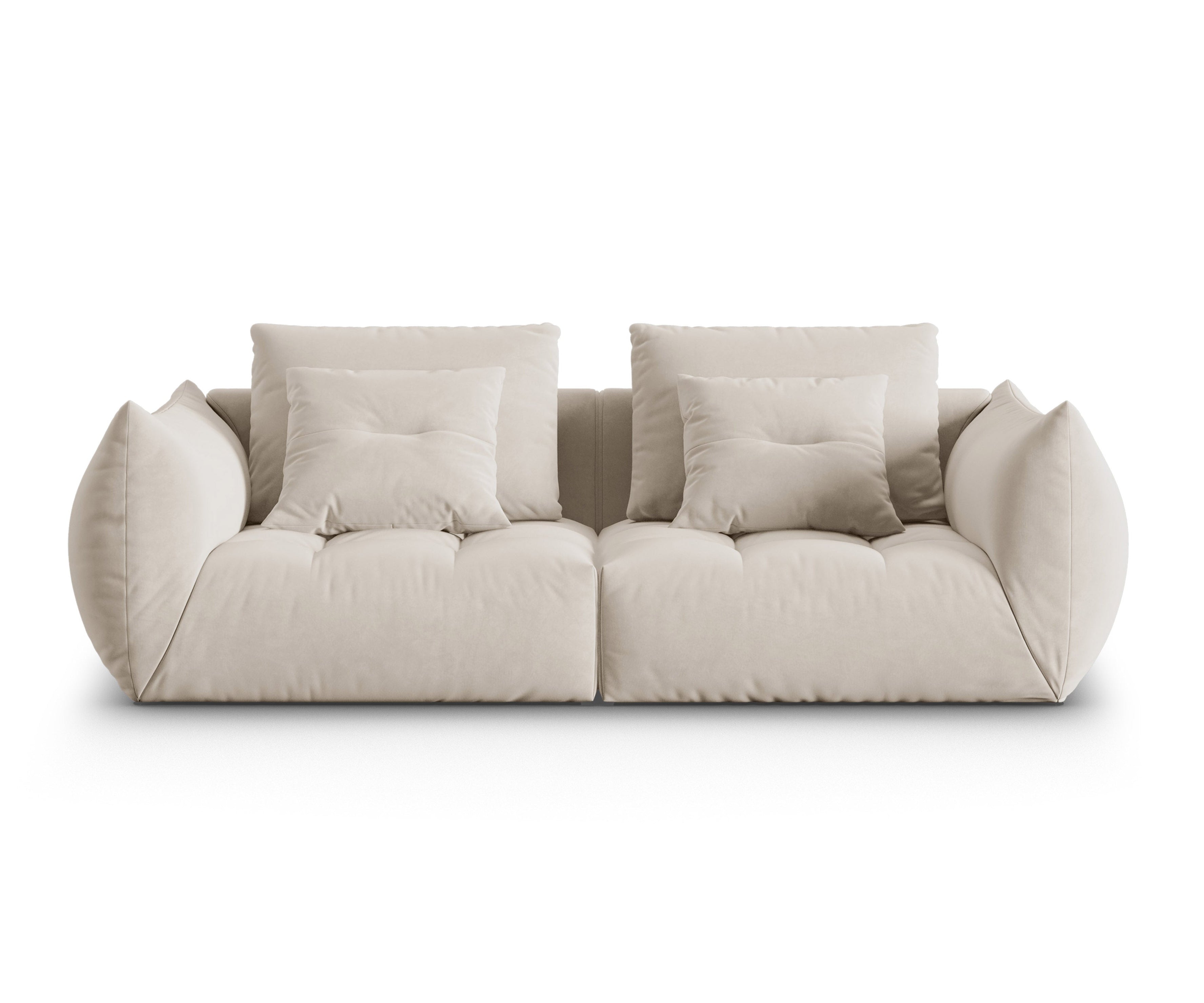 Ecru 3-zits fluwelen bank BLOOM