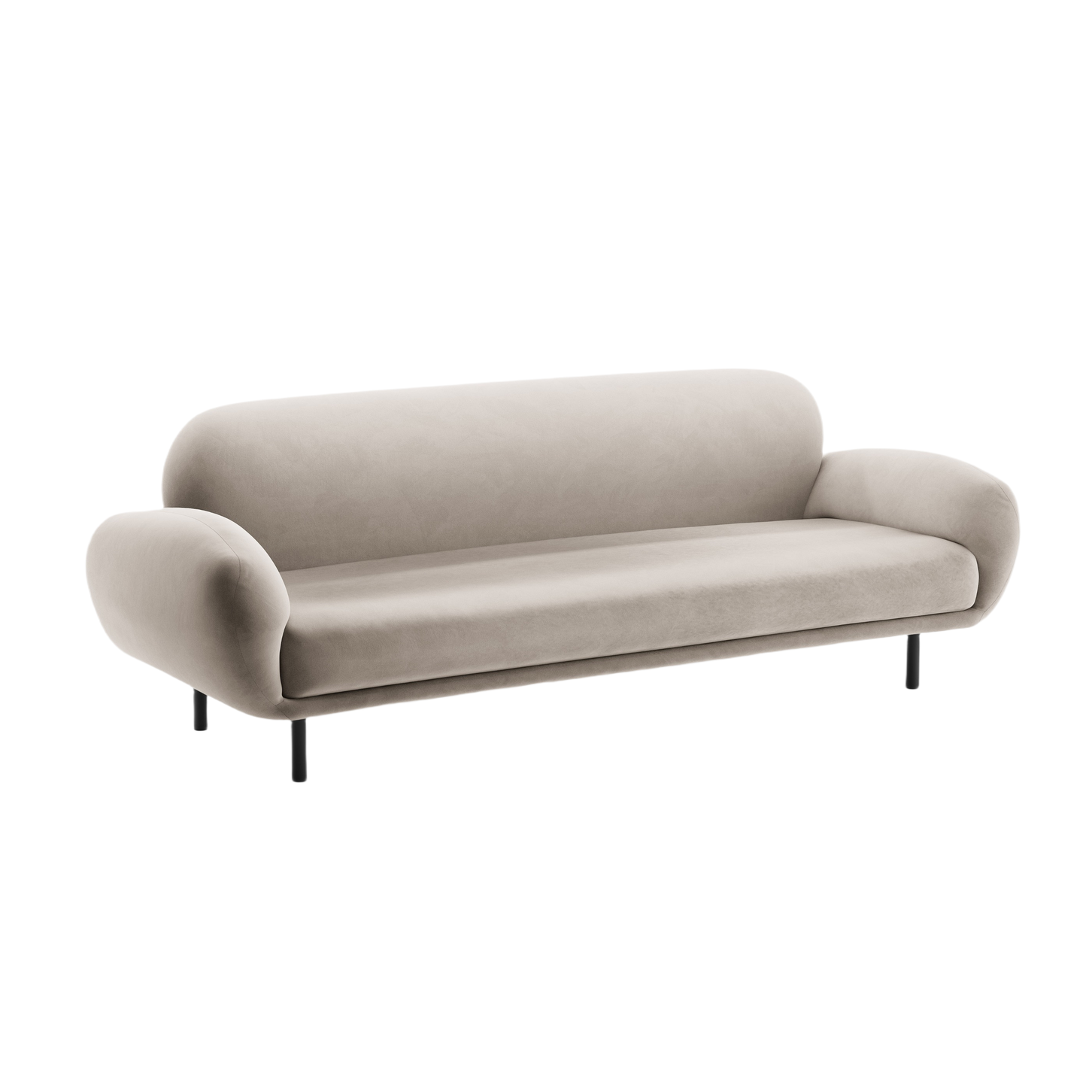 Sofa van fluweel 3-zits POPPY lichtbeige