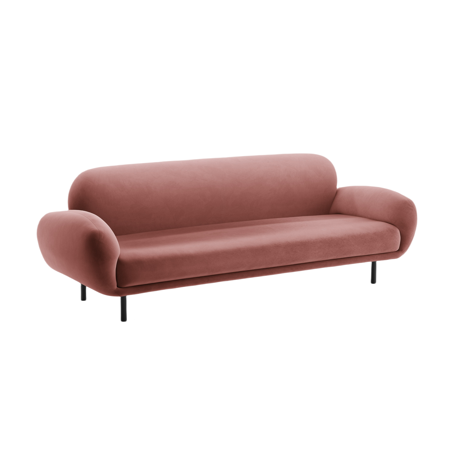 Velvet 3-Seater Sofa POPPY Dirty Pink