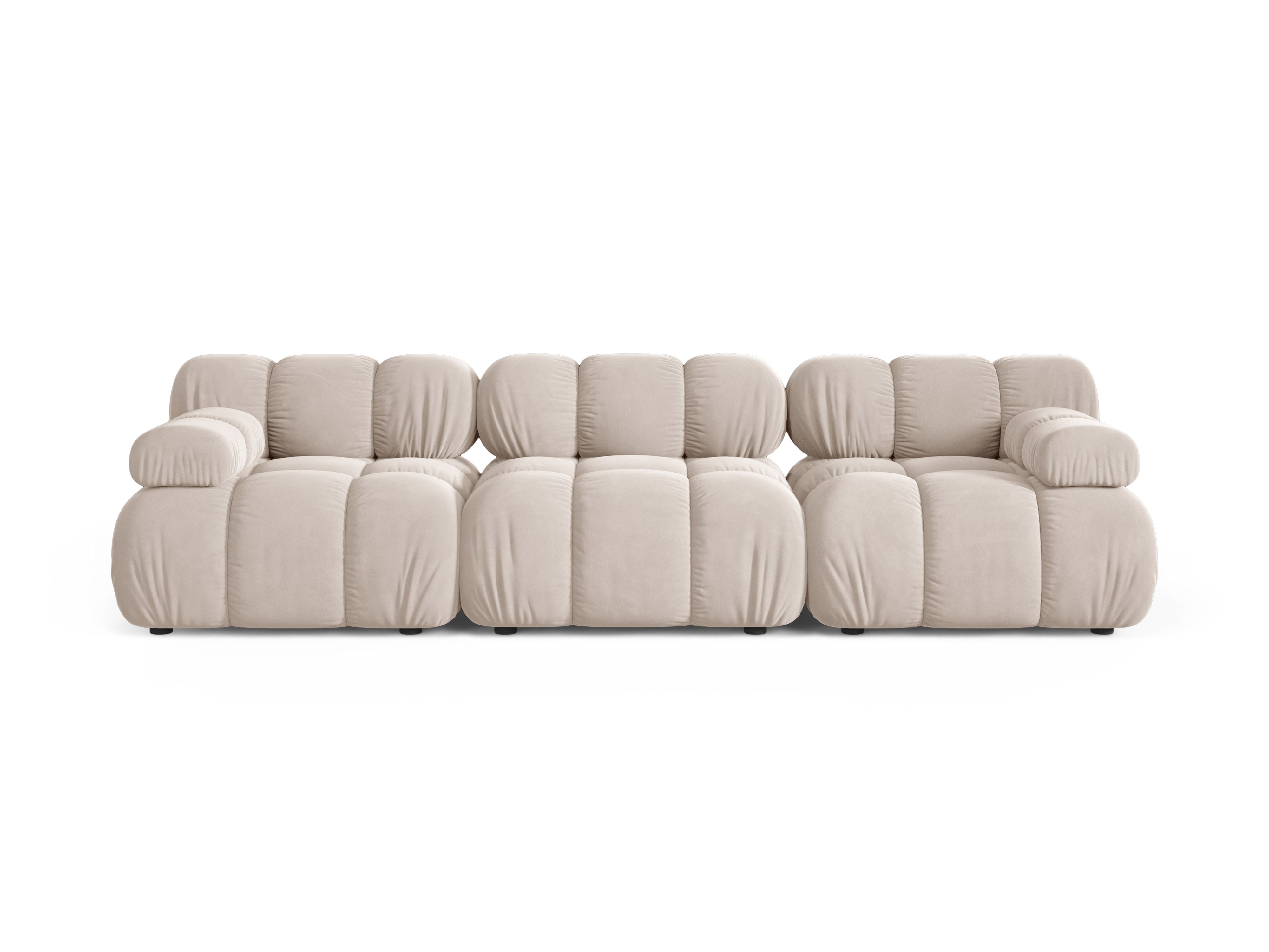 Modulaire 3-zitsbank BELLIS in lichtbeige velours