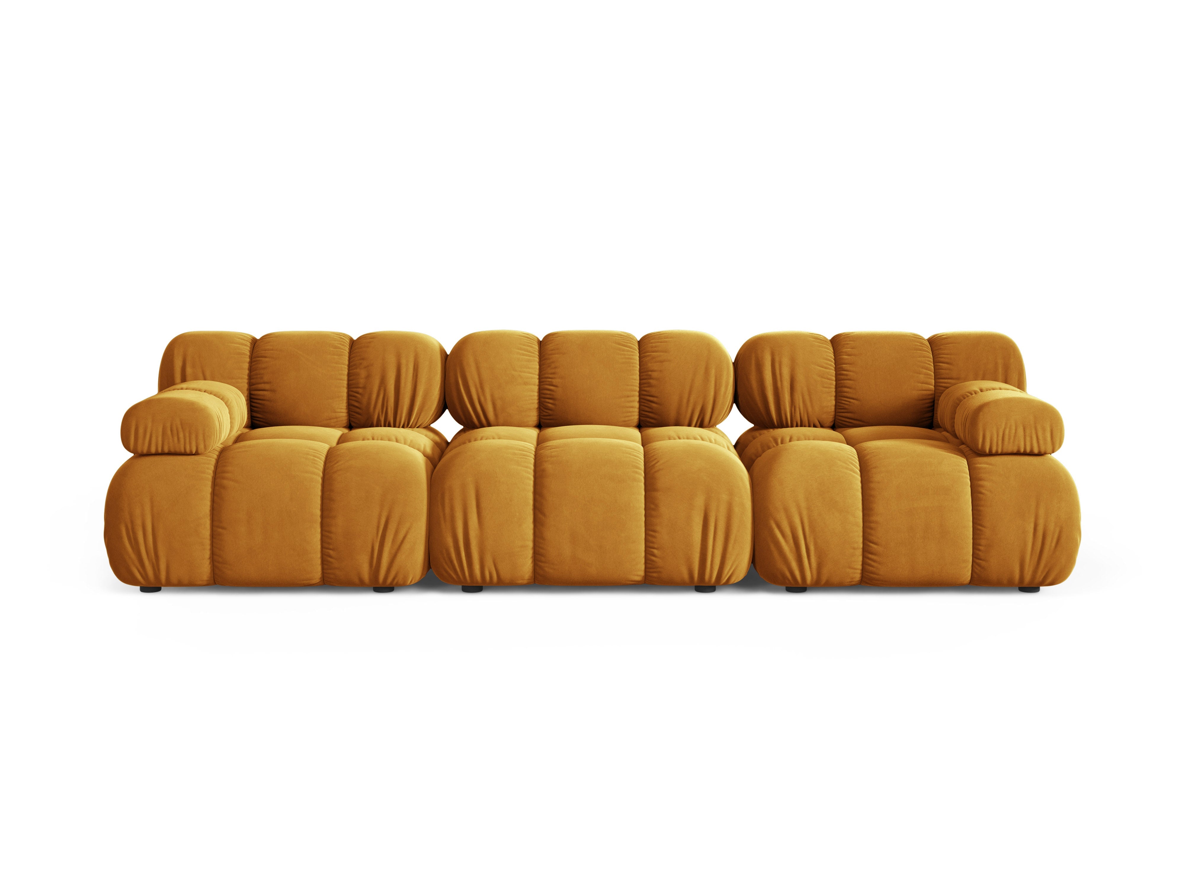 Modulaire 3-zitsbank BELLIS in mosterdkleurig velours