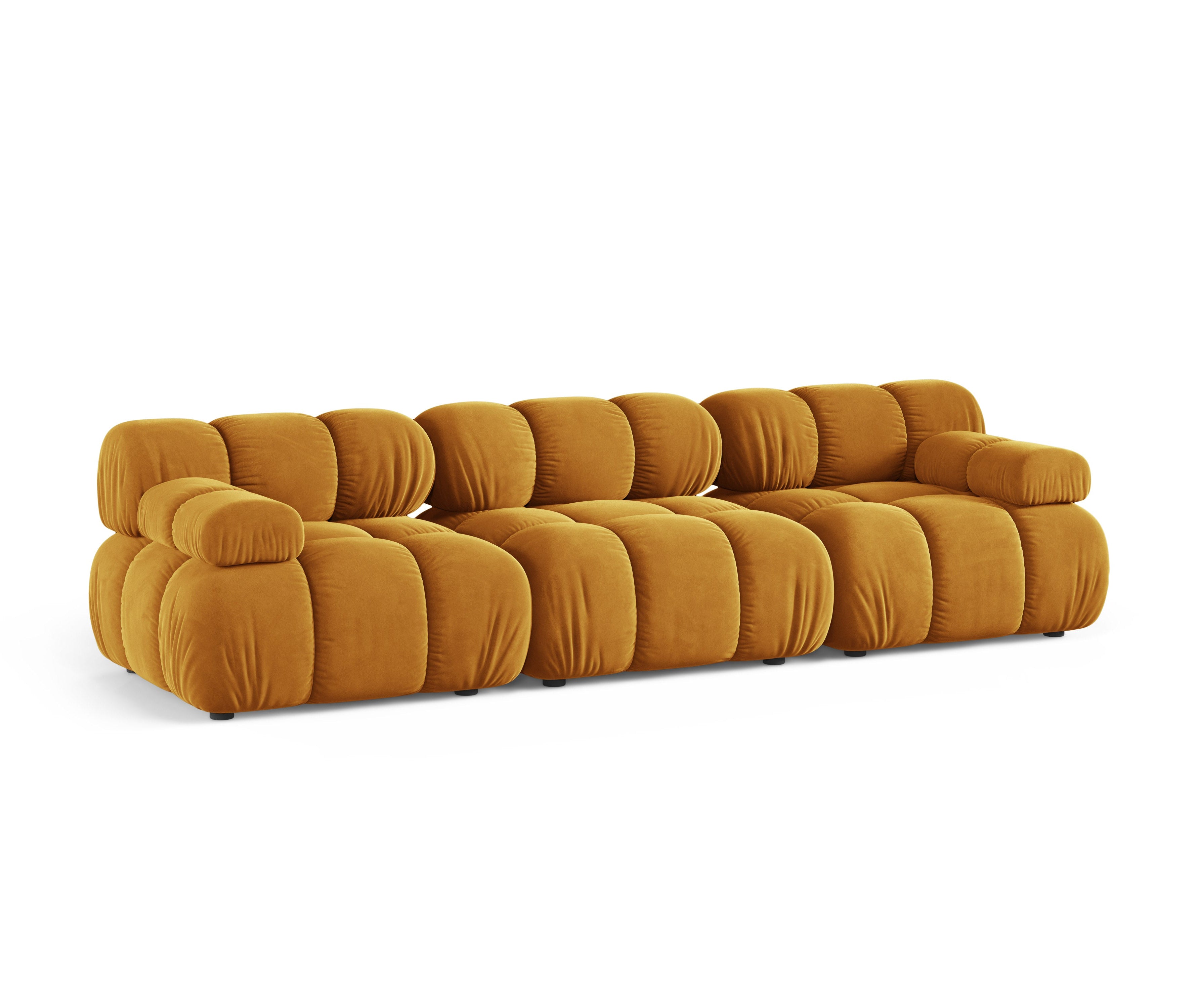 Modulaire 3-zitsbank BELLIS in mosterdkleurig velours