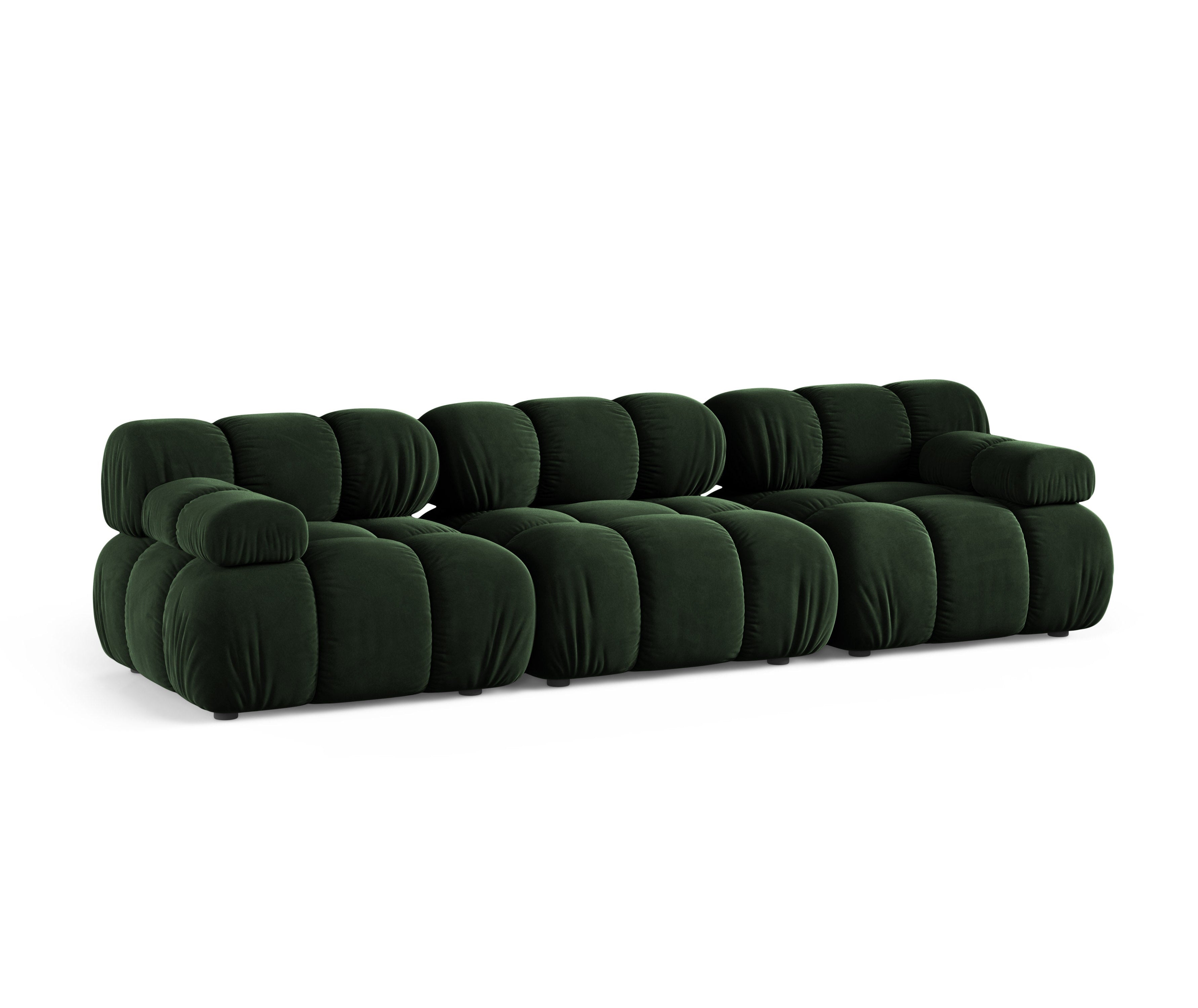 Modulaire 3-zitsbank BELLIS in flessengroen velours
